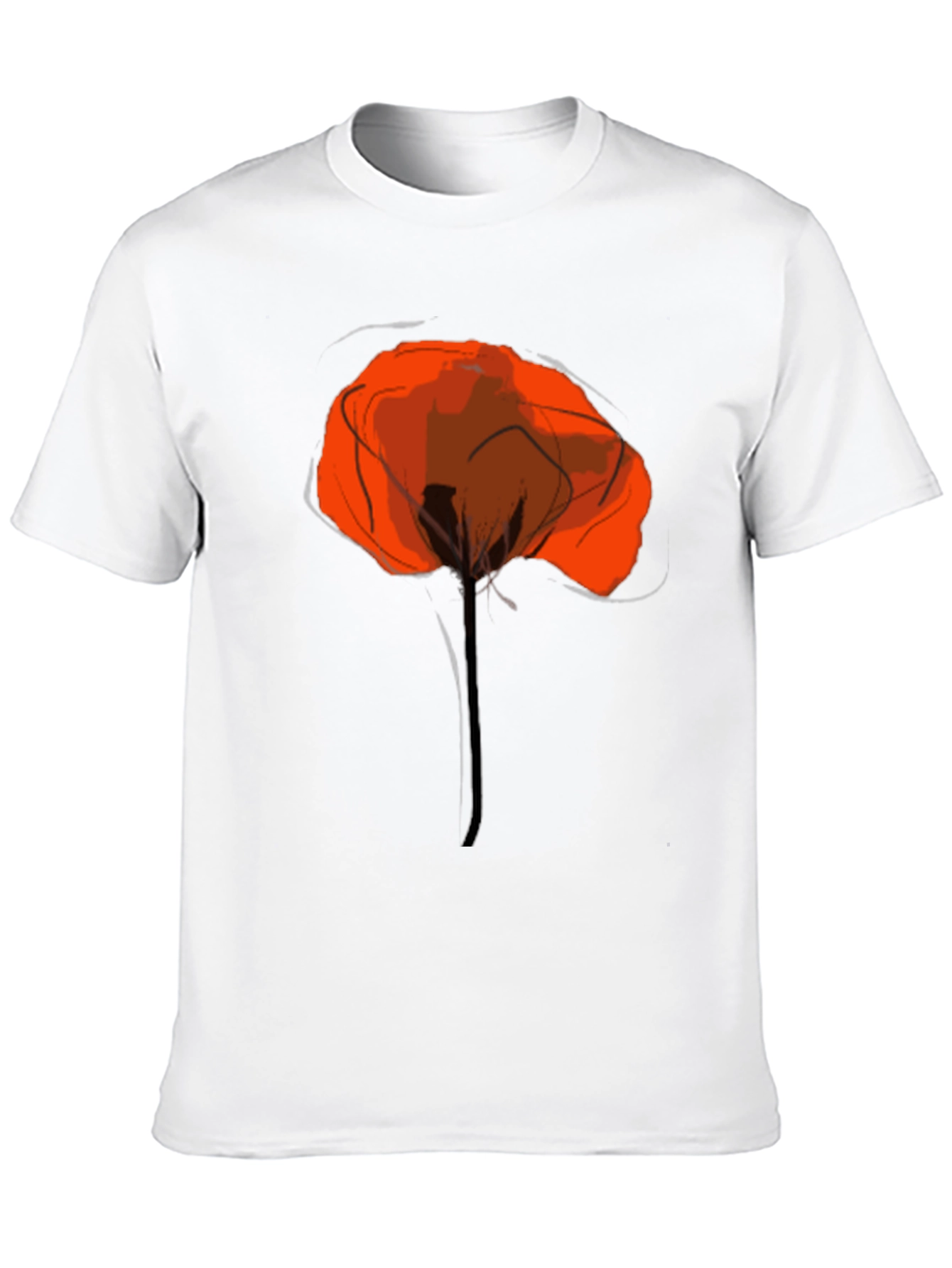 Abstract Poppy Graphic Print Black T-Shirt