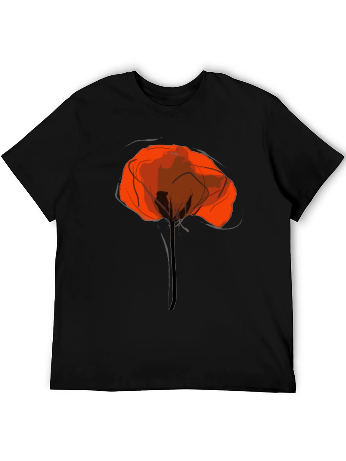 Abstract Poppy Graphic Print Black T-Shirt