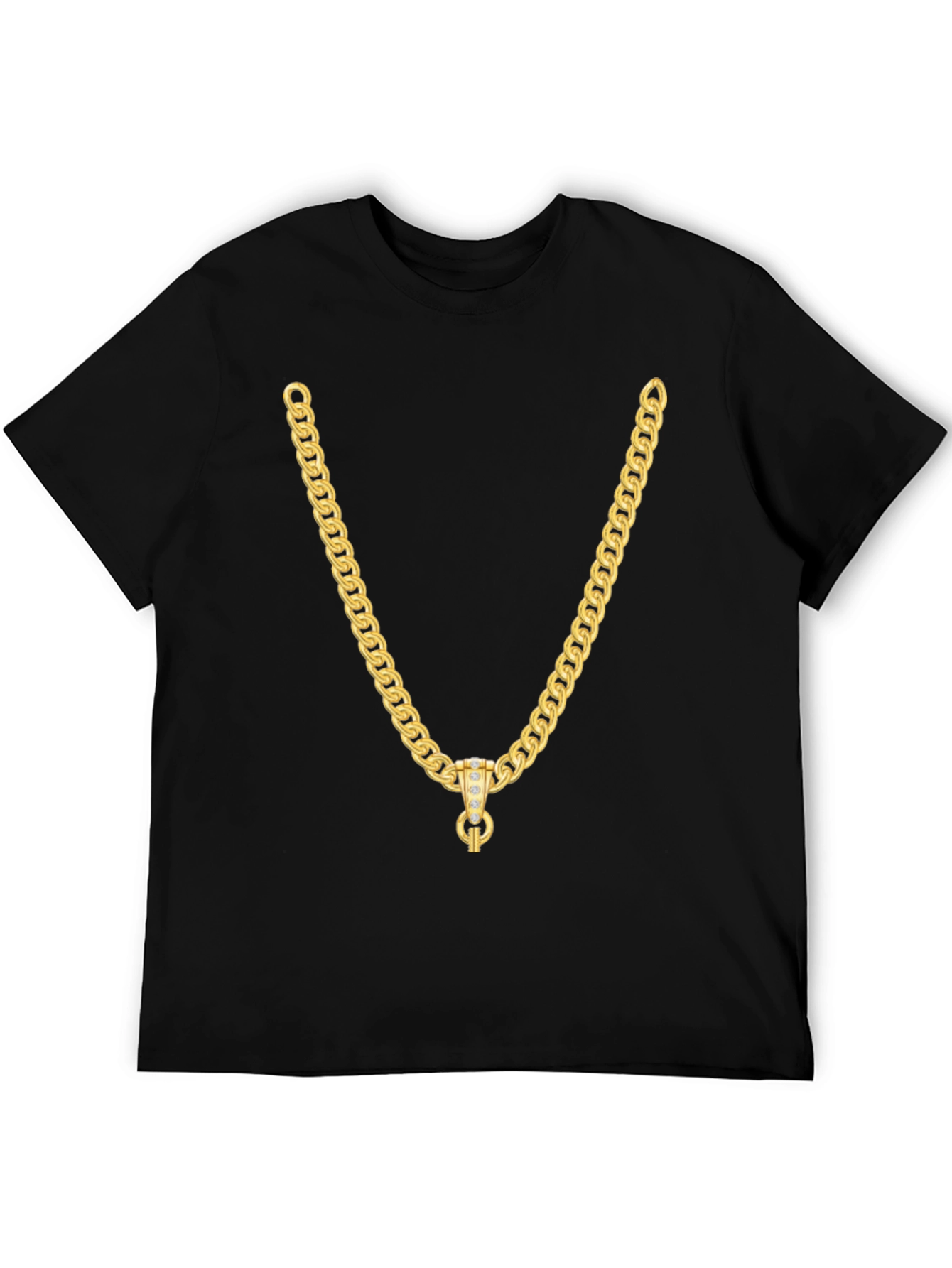Gold Chain Graphic Black T-Shirt
