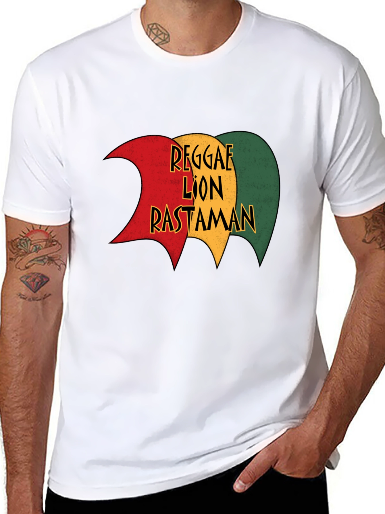 Reggae Lion Rastaman Graphic Black T-Shirt