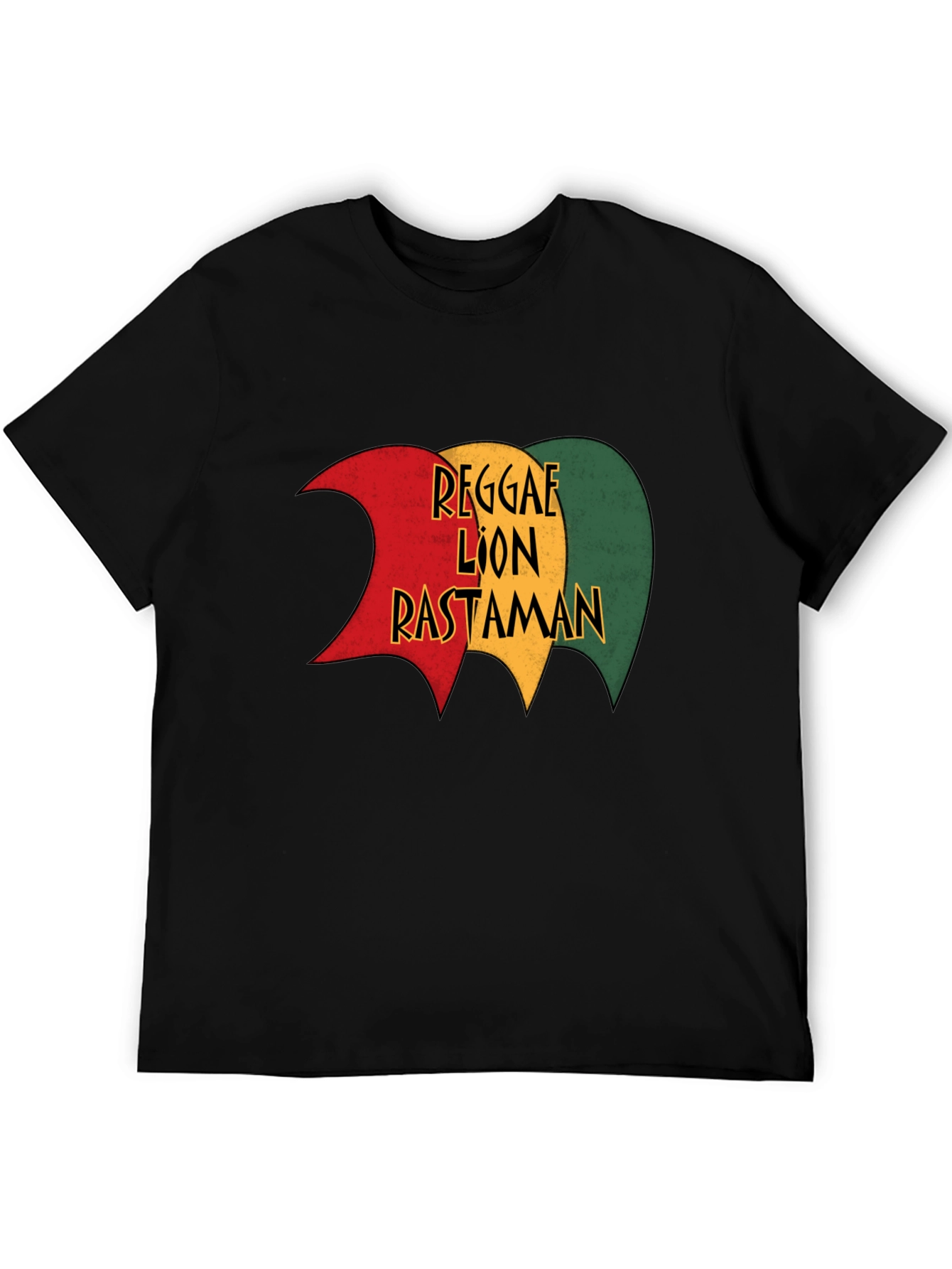 Reggae Lion Rastaman Graphic Black T-Shirt