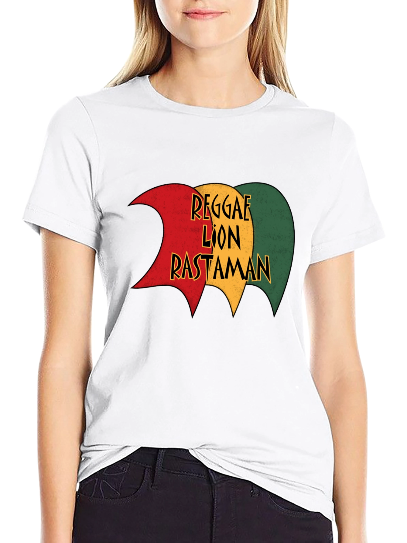 Reggae Lion Rastaman Graphic Black T-Shirt