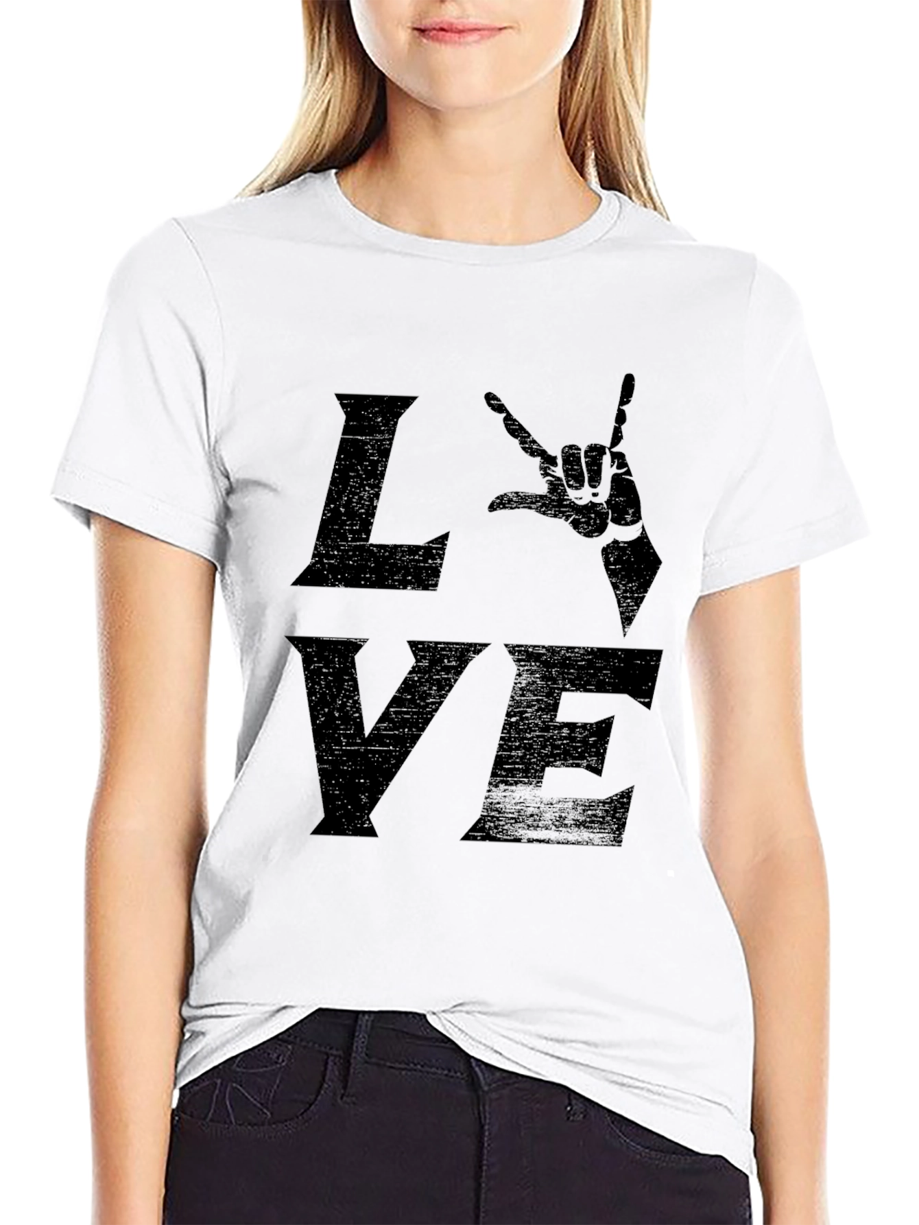 Rock On Love Graphic Tee - Black Crewneck