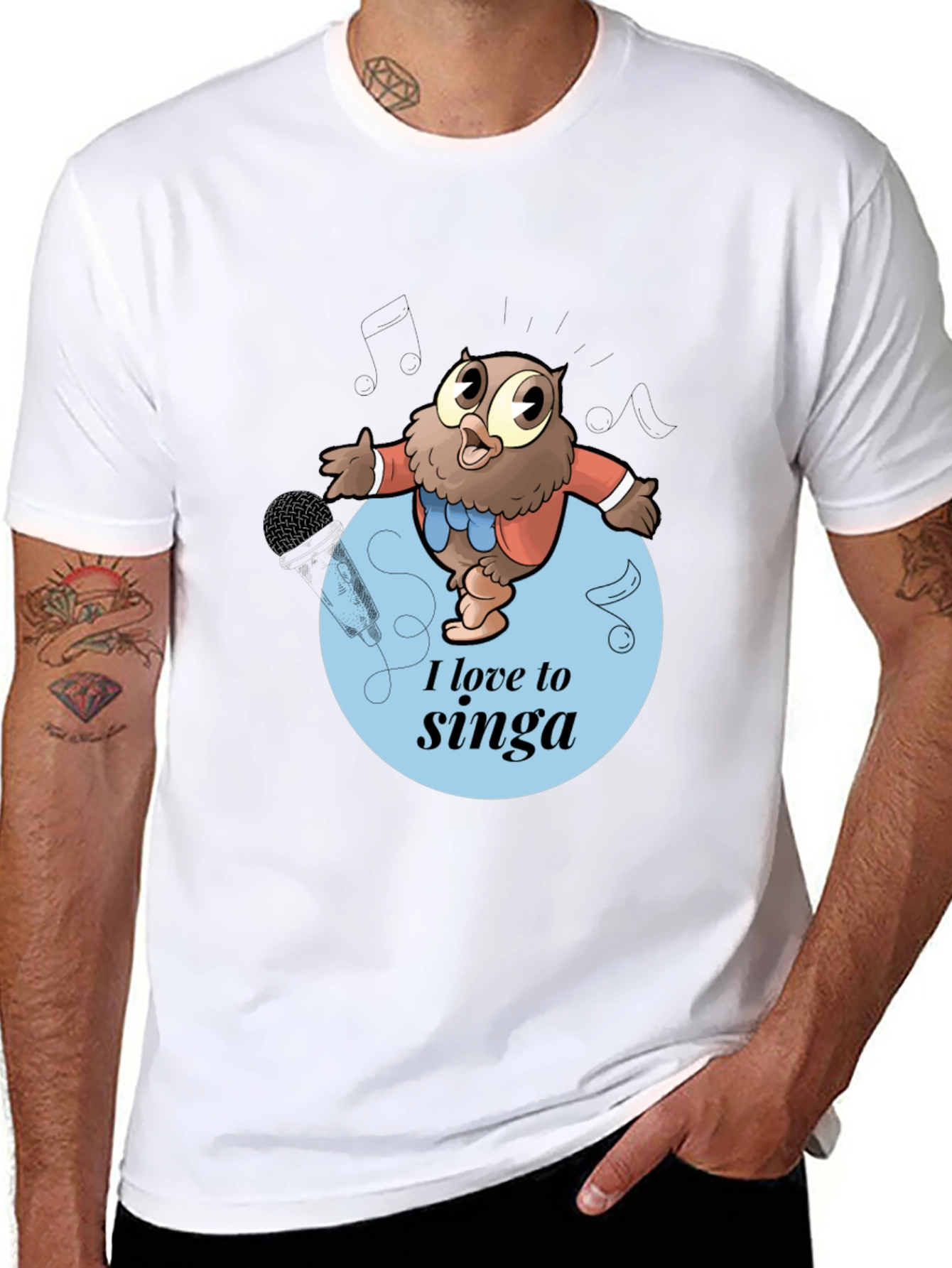 Singing Owl Graphic Tee - Mens Black T-Shirt