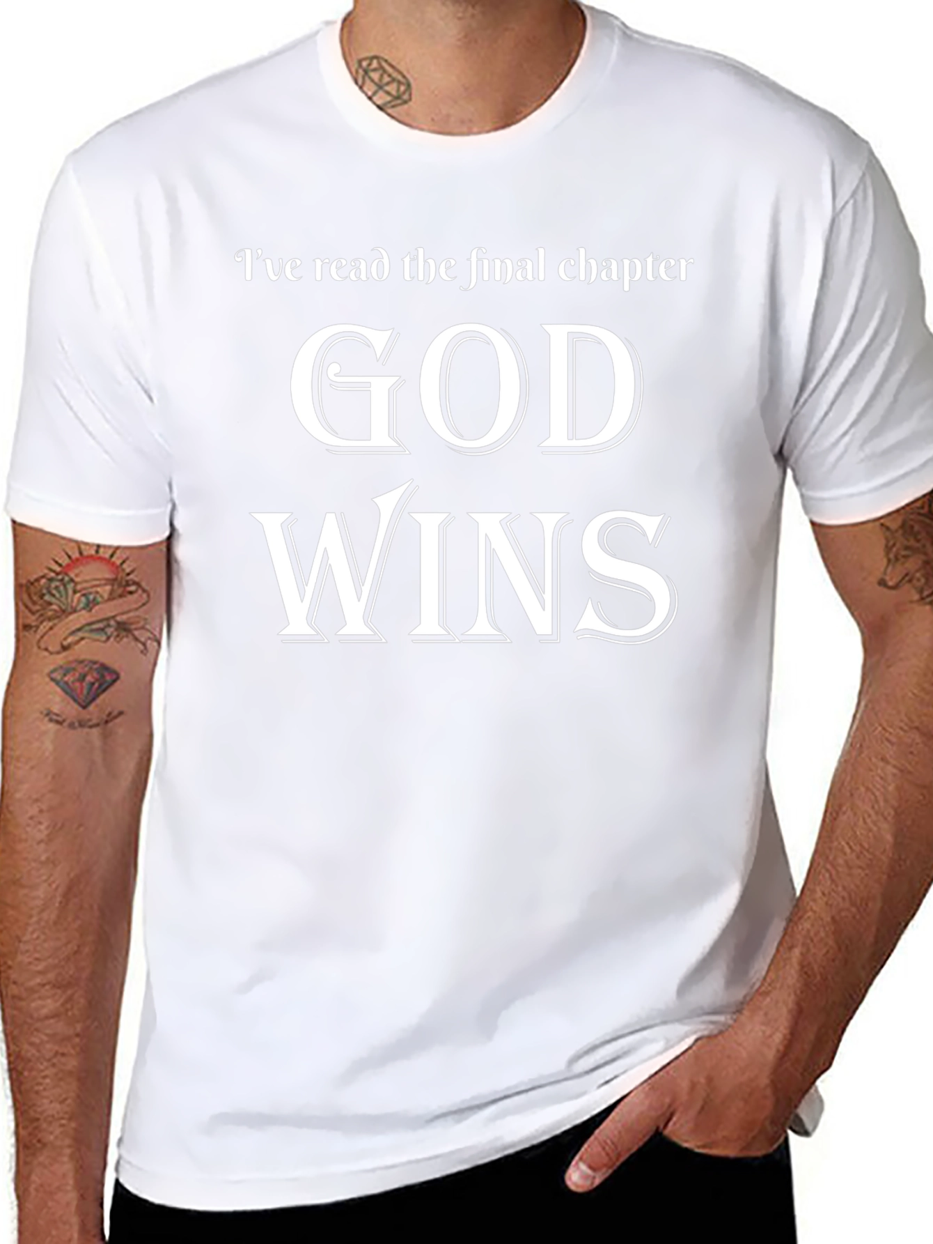 God Wins Black T-Shirt Christian Faith Apparel