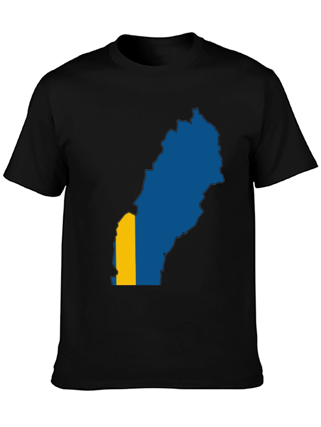Sweden Map Flag Graphic Tee - Black T-Shirt