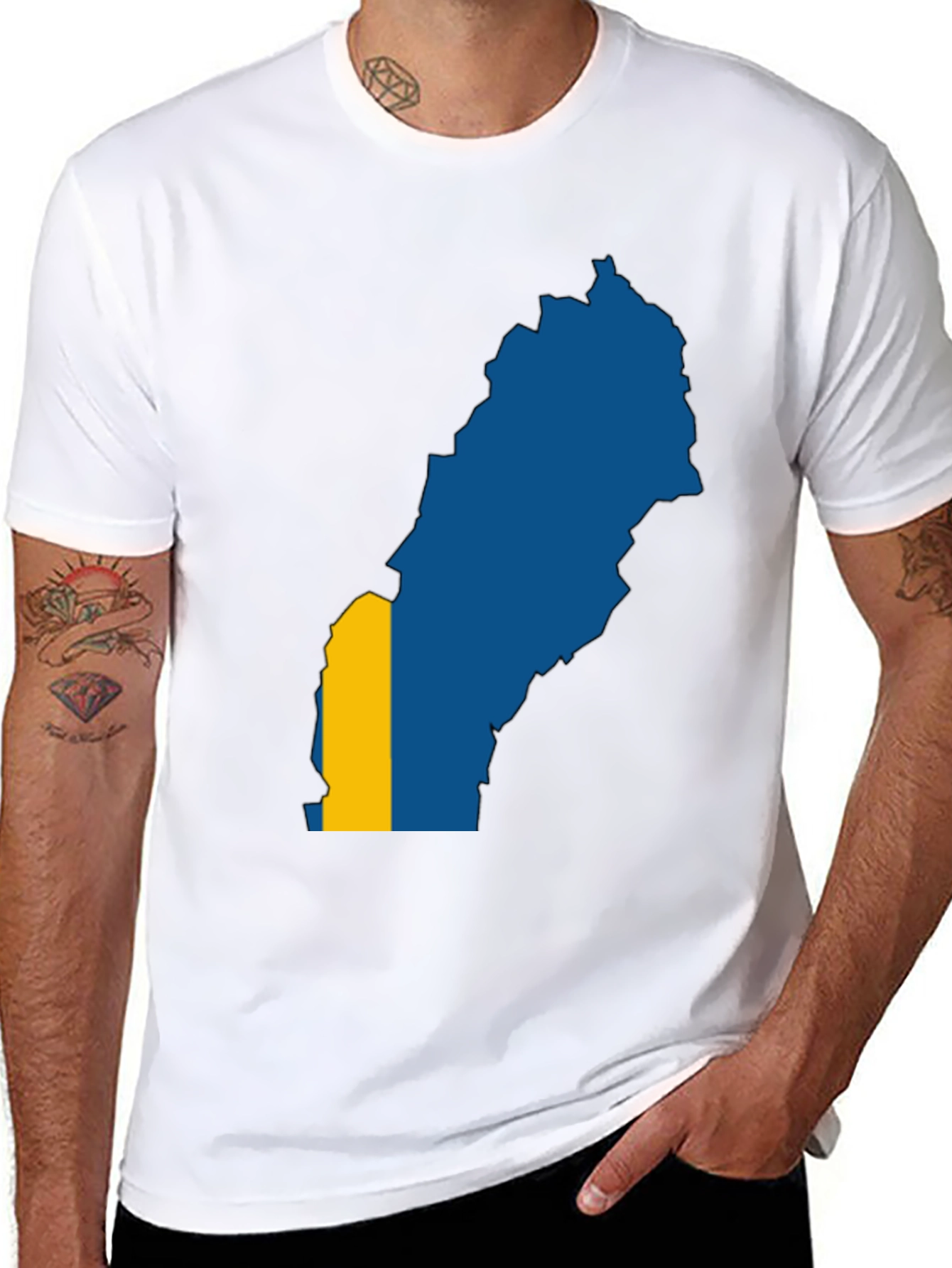 Sweden Map Flag Graphic Tee - Black T-Shirt
