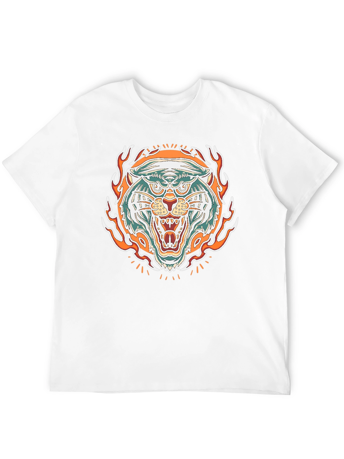 Fiery Tiger Graphic Tee - Bold Black T-Shirt
