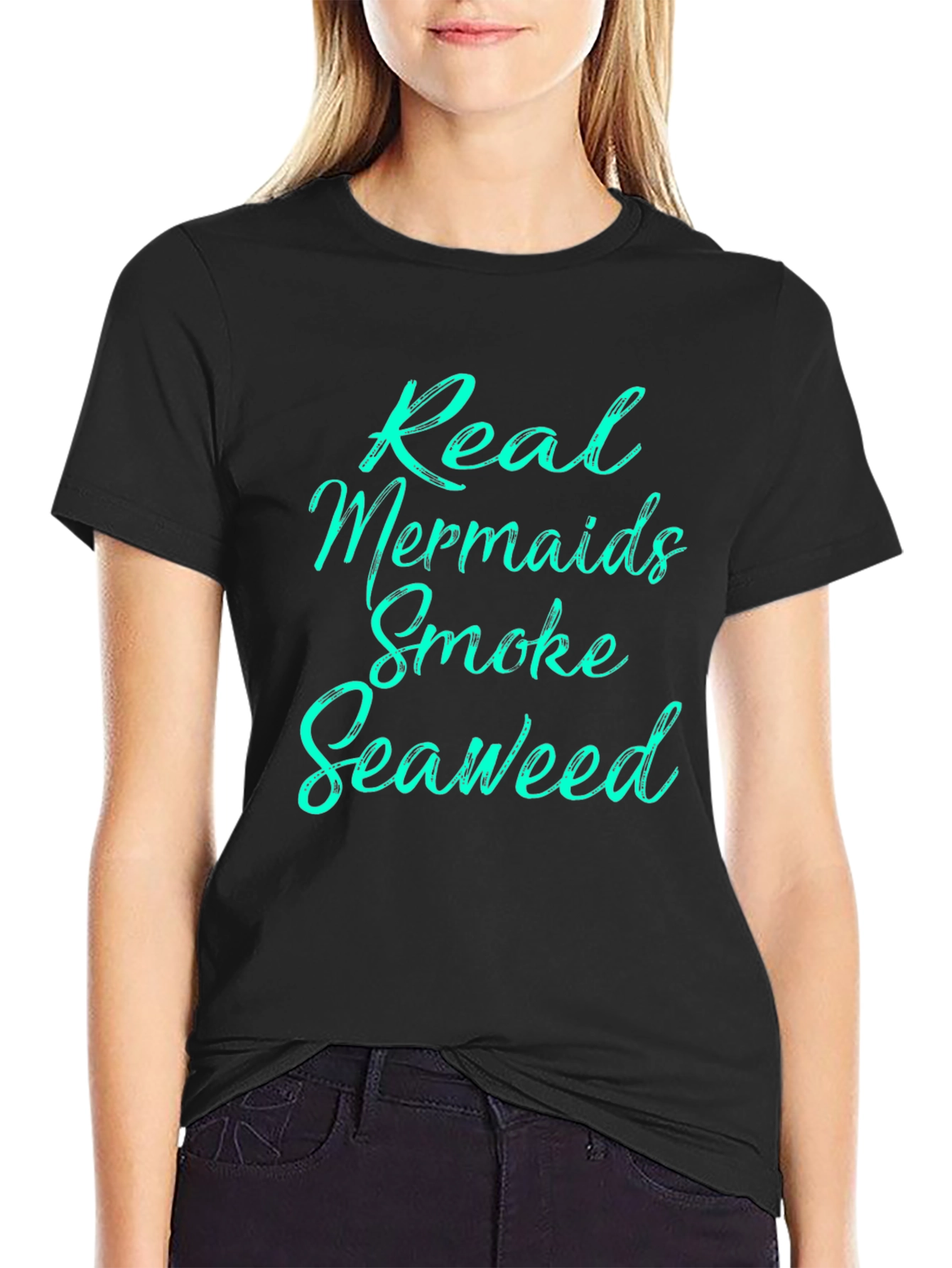 Real Mermaids Smoke Seaweed Black T-Shirt