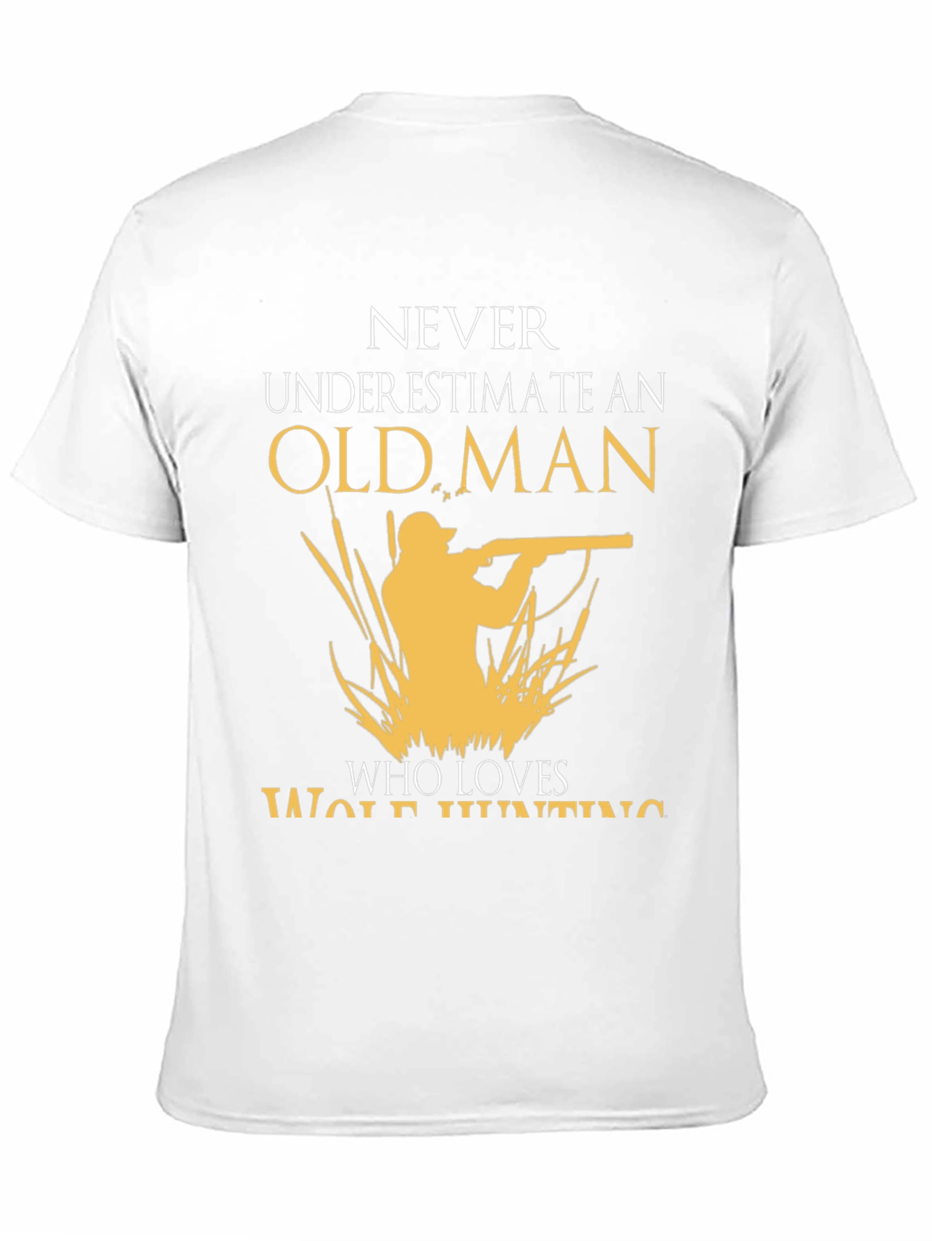 Old Man Wolf Hunting Graphic Tee - Black