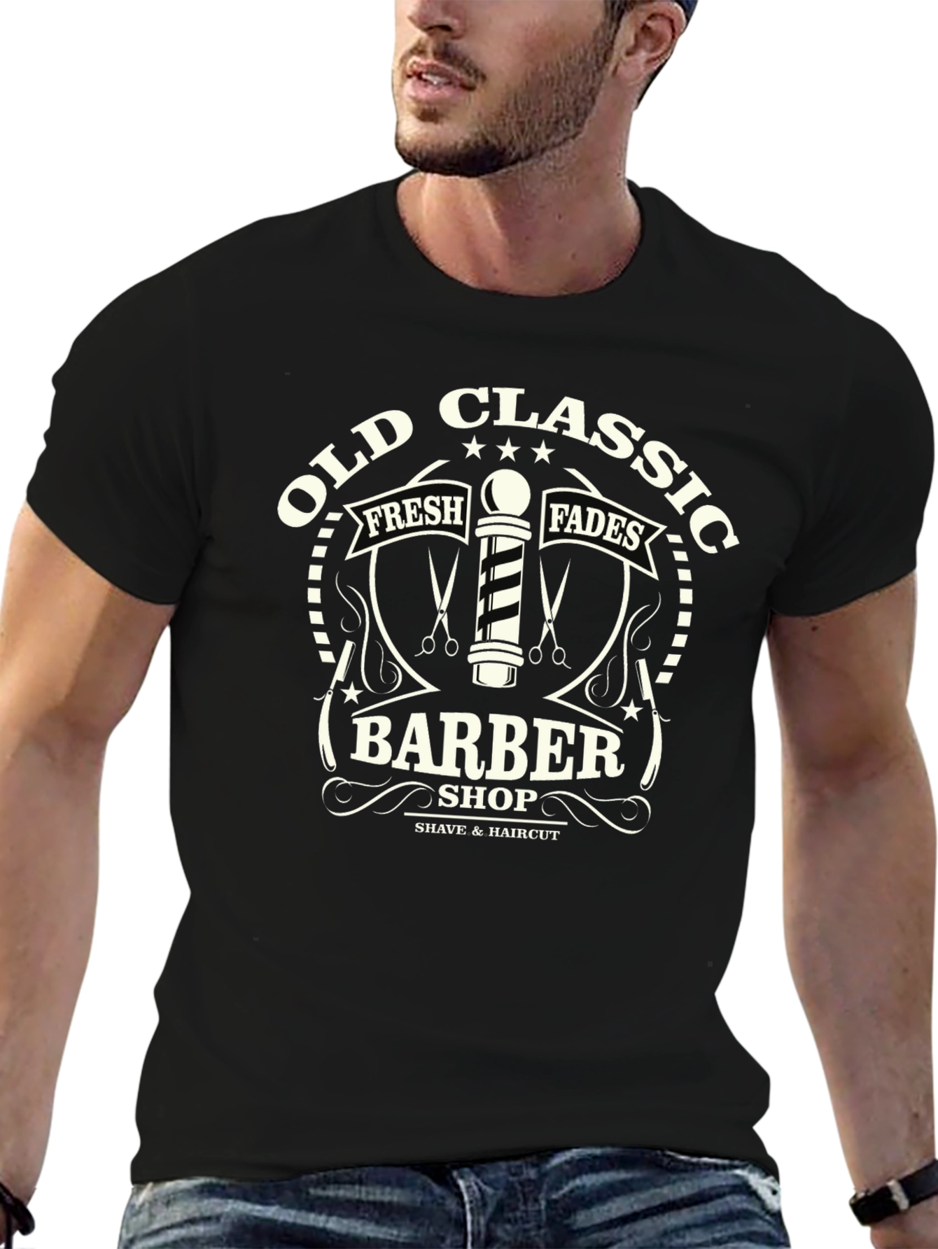 Old Classic Barber Shop Graphic T-Shirt