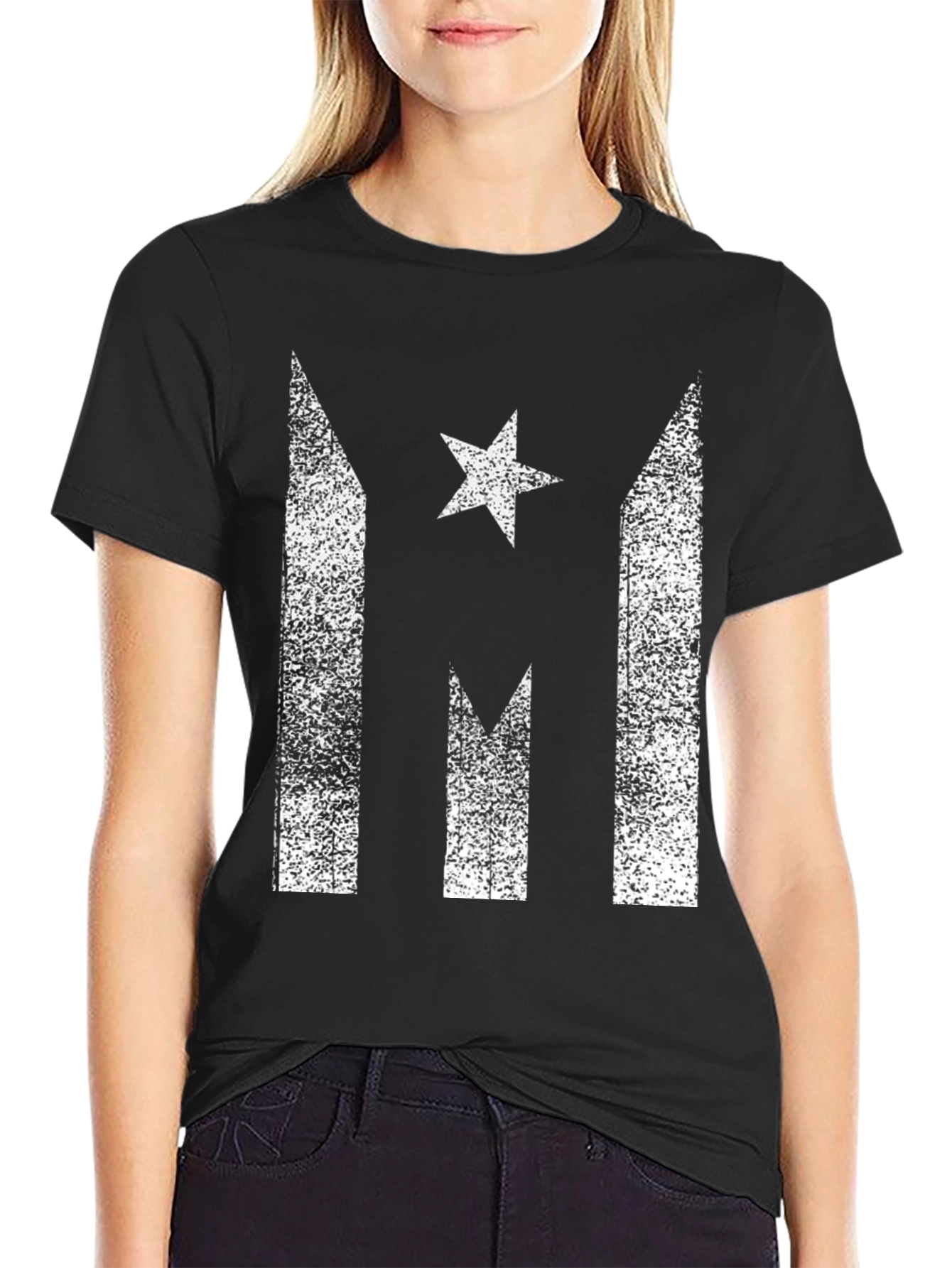 Distressed Puerto Rican Pride Graphic Tee - Black