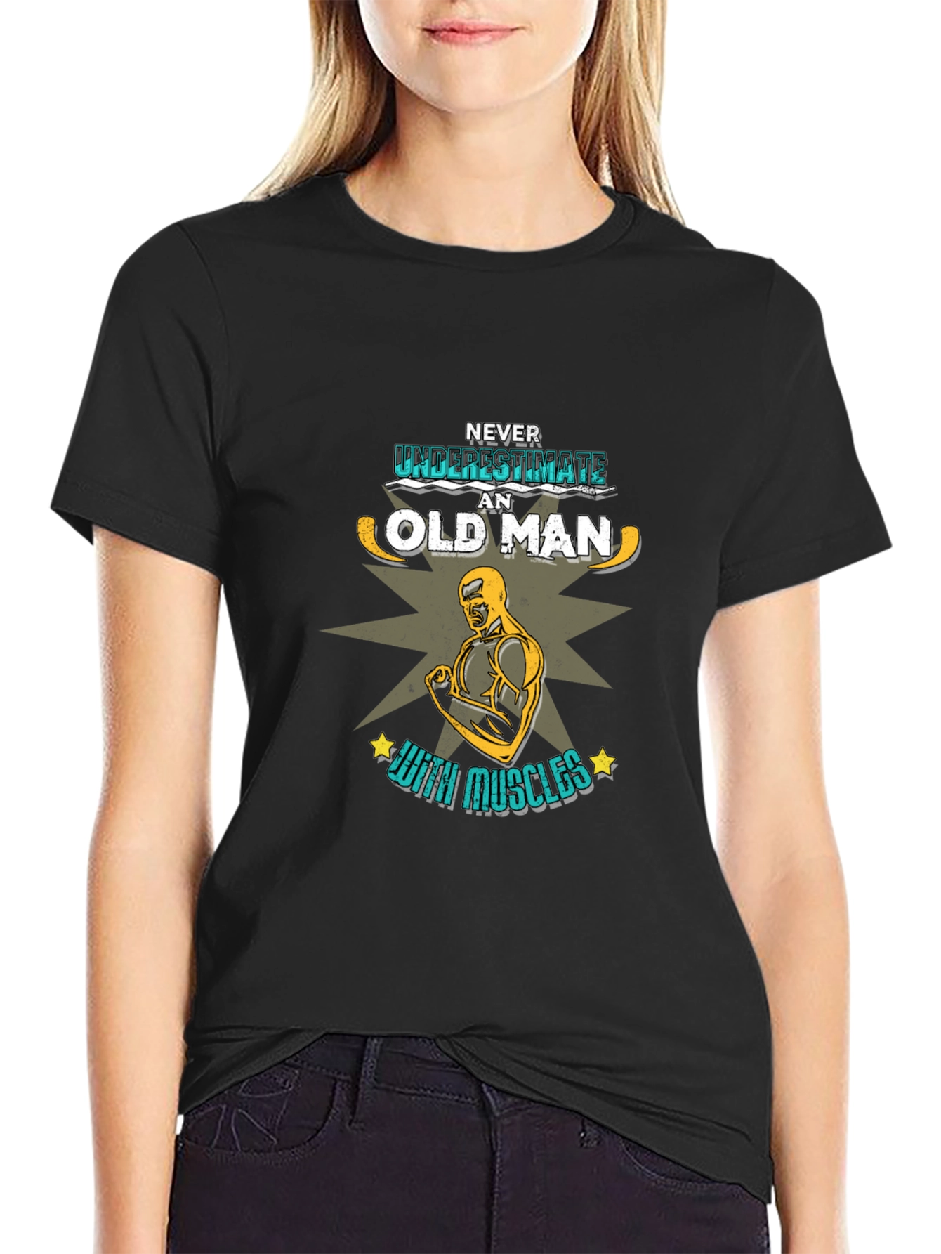 Never Underestimate an Old Man with Muscles T-Shirt