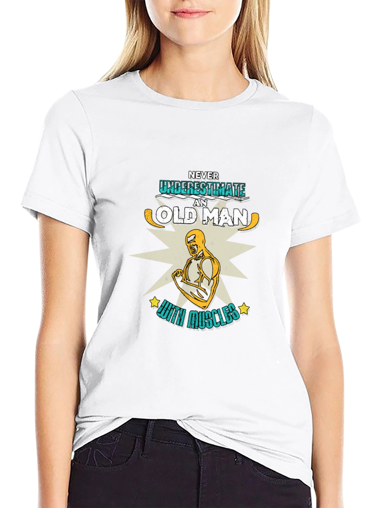 Never Underestimate an Old Man with Muscles T-Shirt
