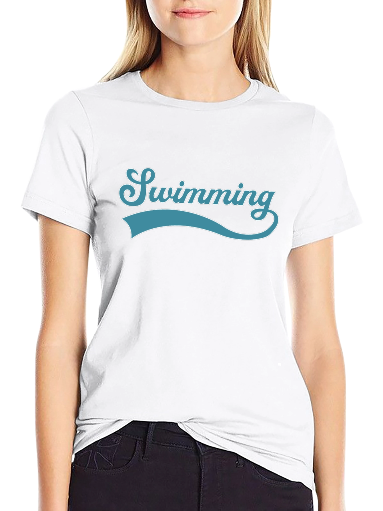 Swimming Graphic Print Crew Neck T-Shirt