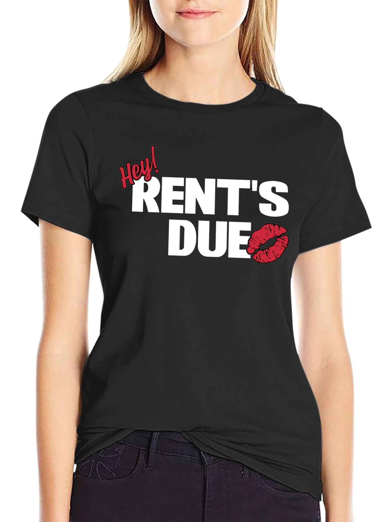 Hey! Rents Due Lip Print Graphic Tee