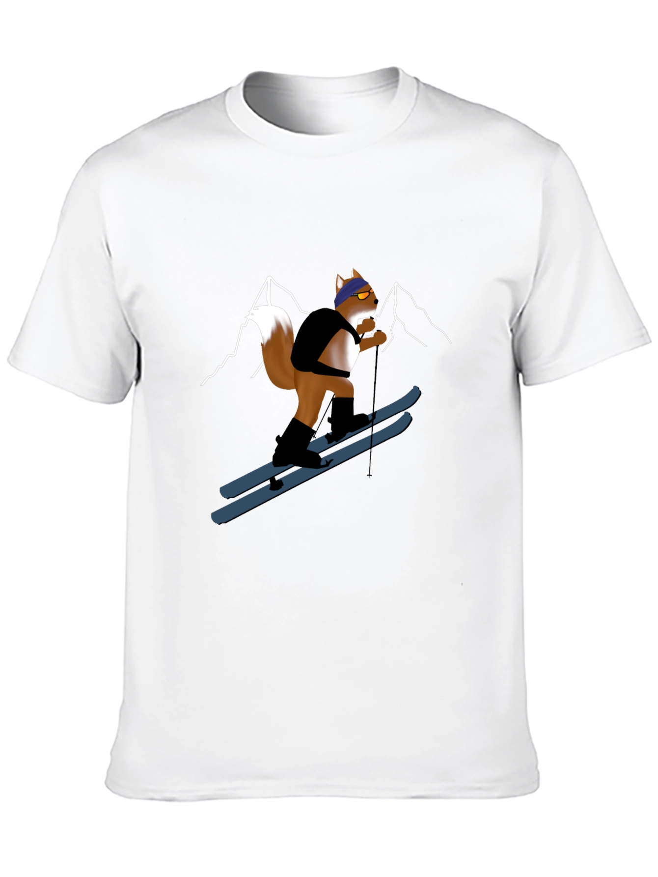 Skiing Squirrel Graphic Tee - Black