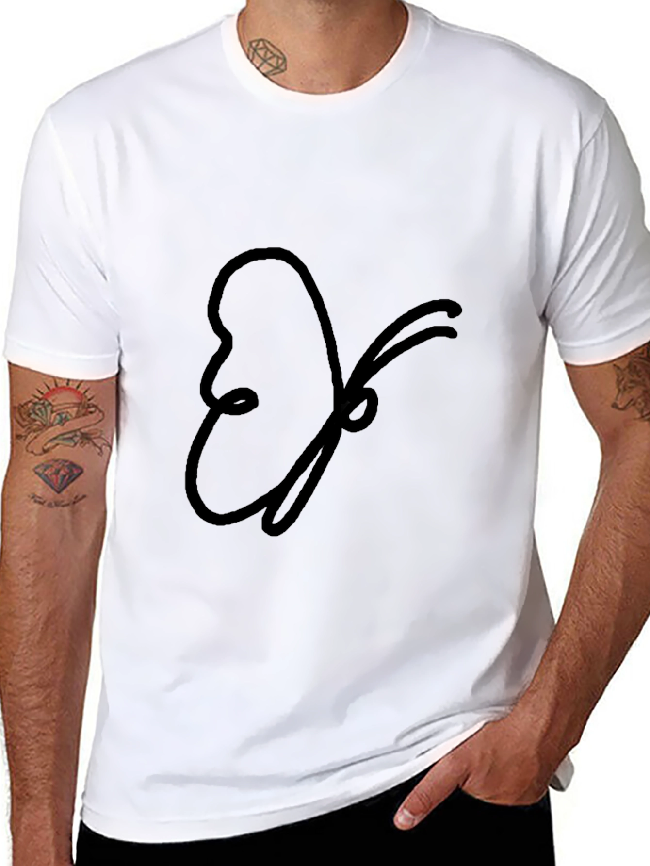 Butterfly Outline Black T-Shirt