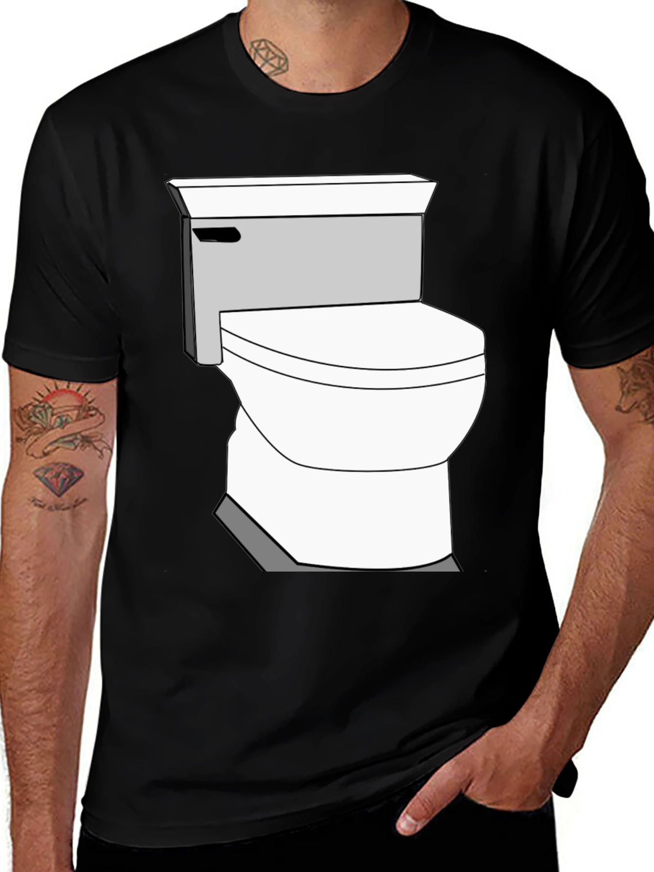 Toilet Humor Graphic Tee - Black Cotton T-Shirt
