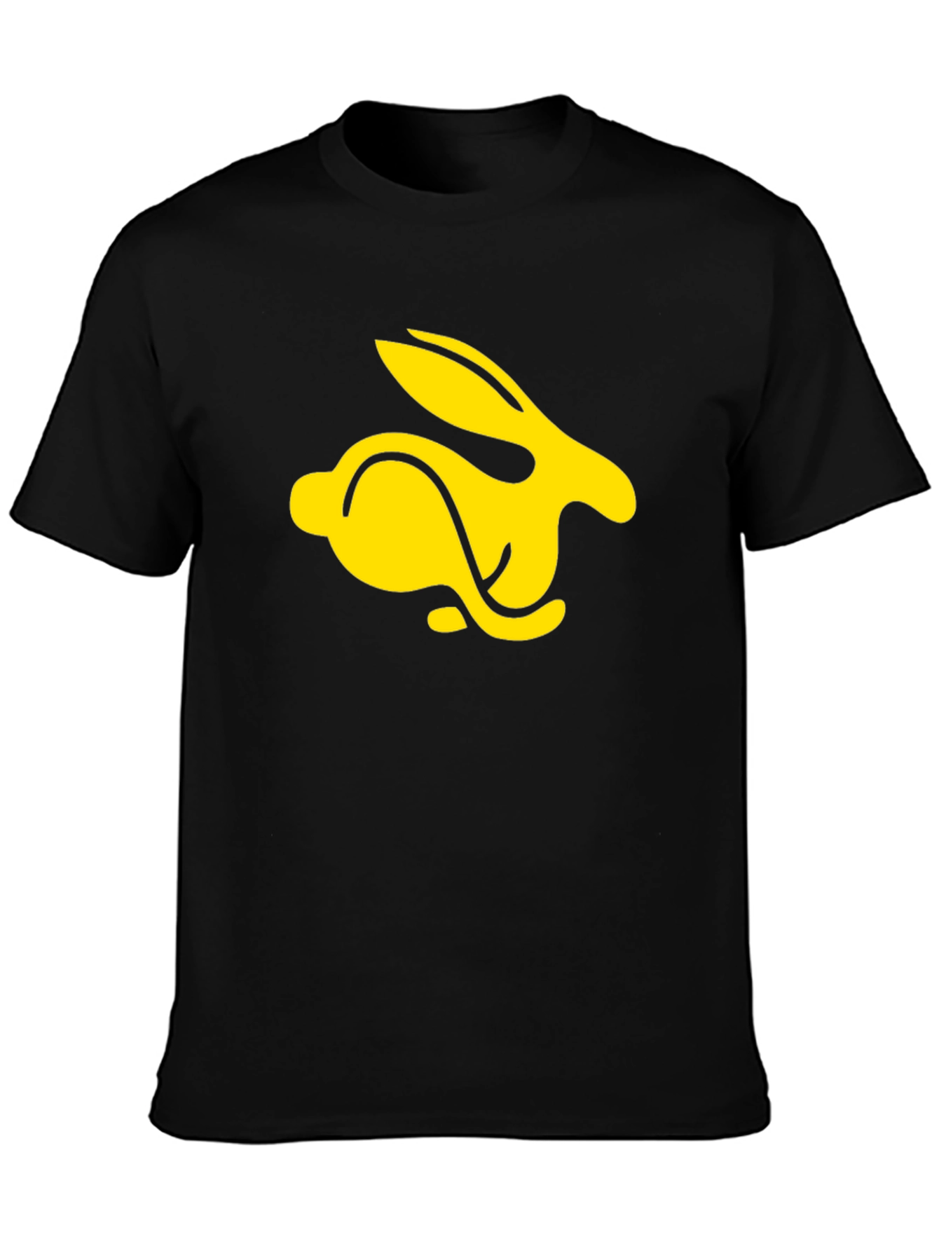Black T-Shirt with Yellow Rabbit Graphic