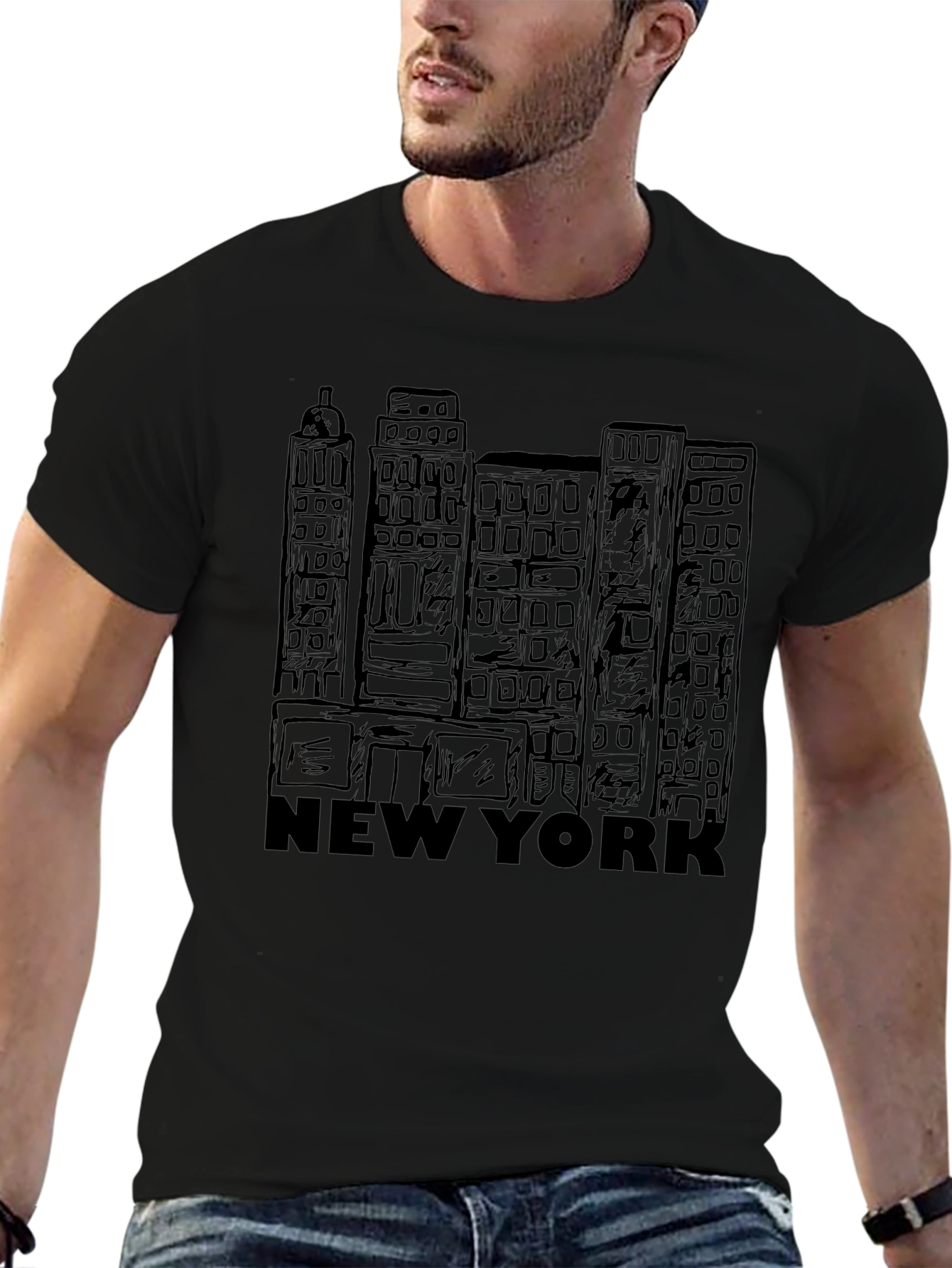 New York City Skyline Black Graphic T-Shirt