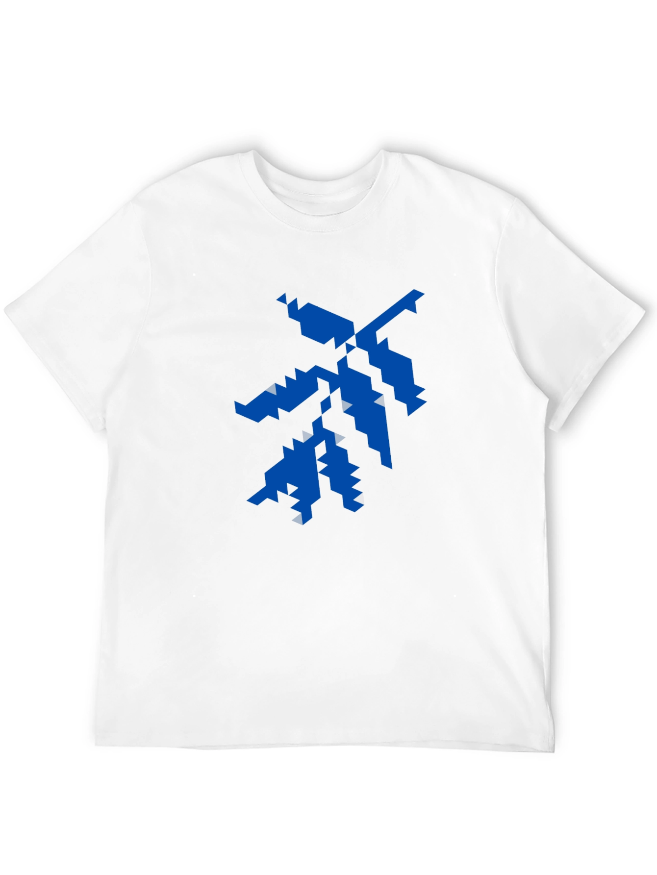 Geometric Blue Graphic Print Black T-Shirt