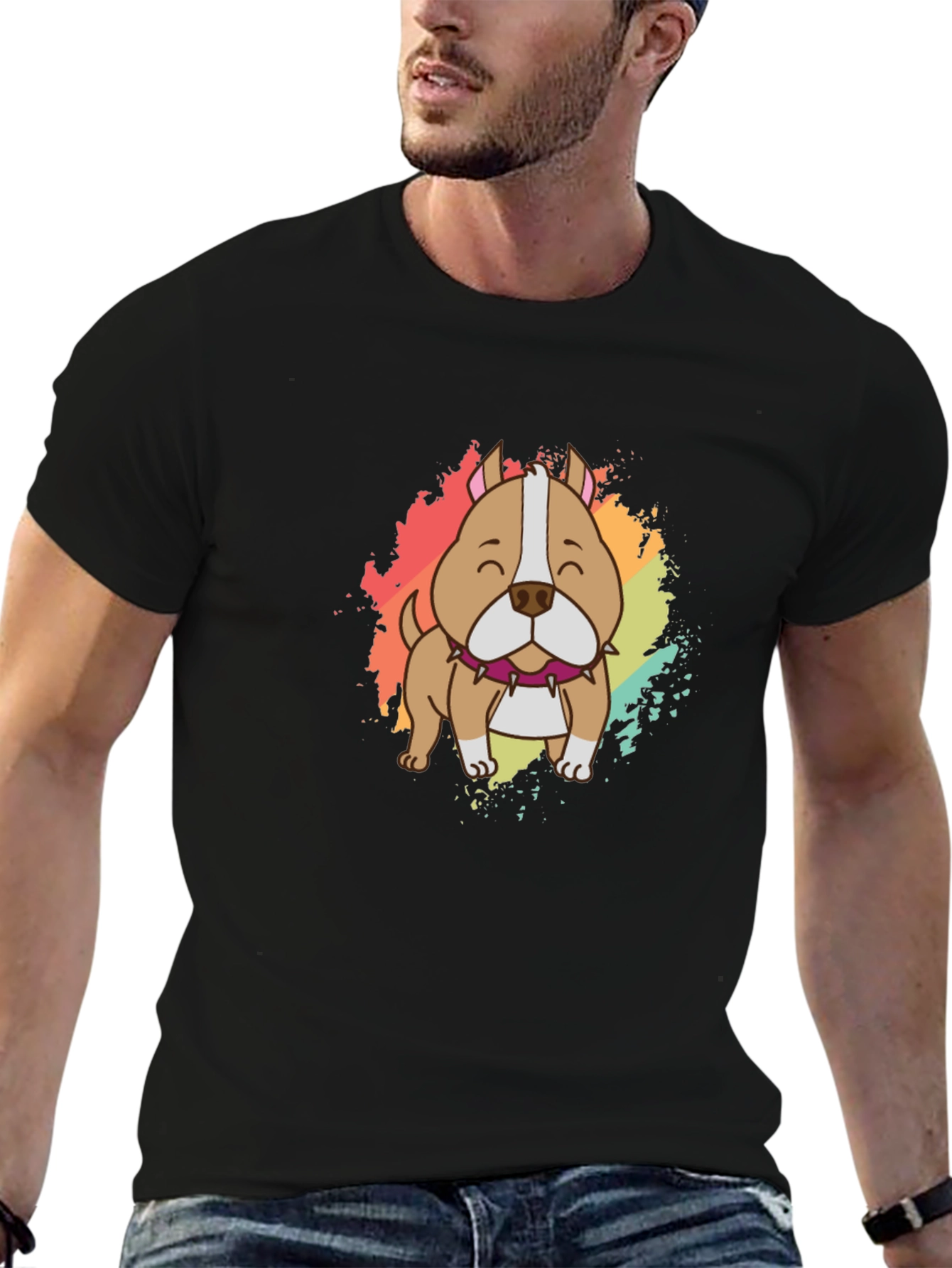 Dog Graphic Black T-Shirt - Casual Wear