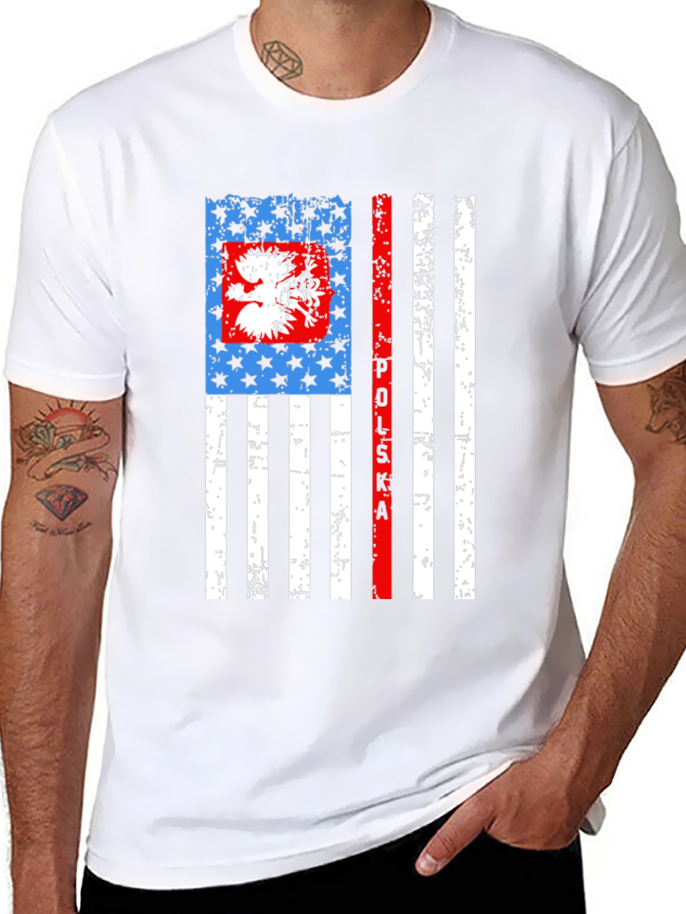 Poland Flag Inspired Graphic Print T-Shirt