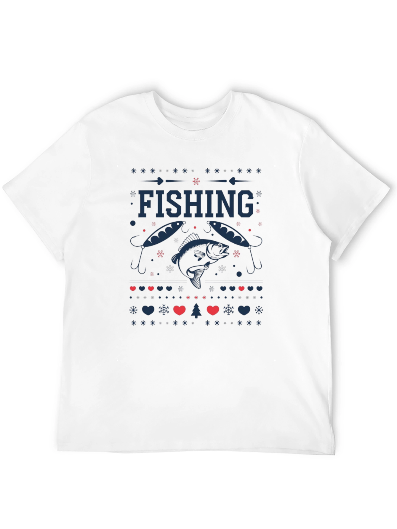 Fishing Ugly Christmas Sweater Style T-Shirt