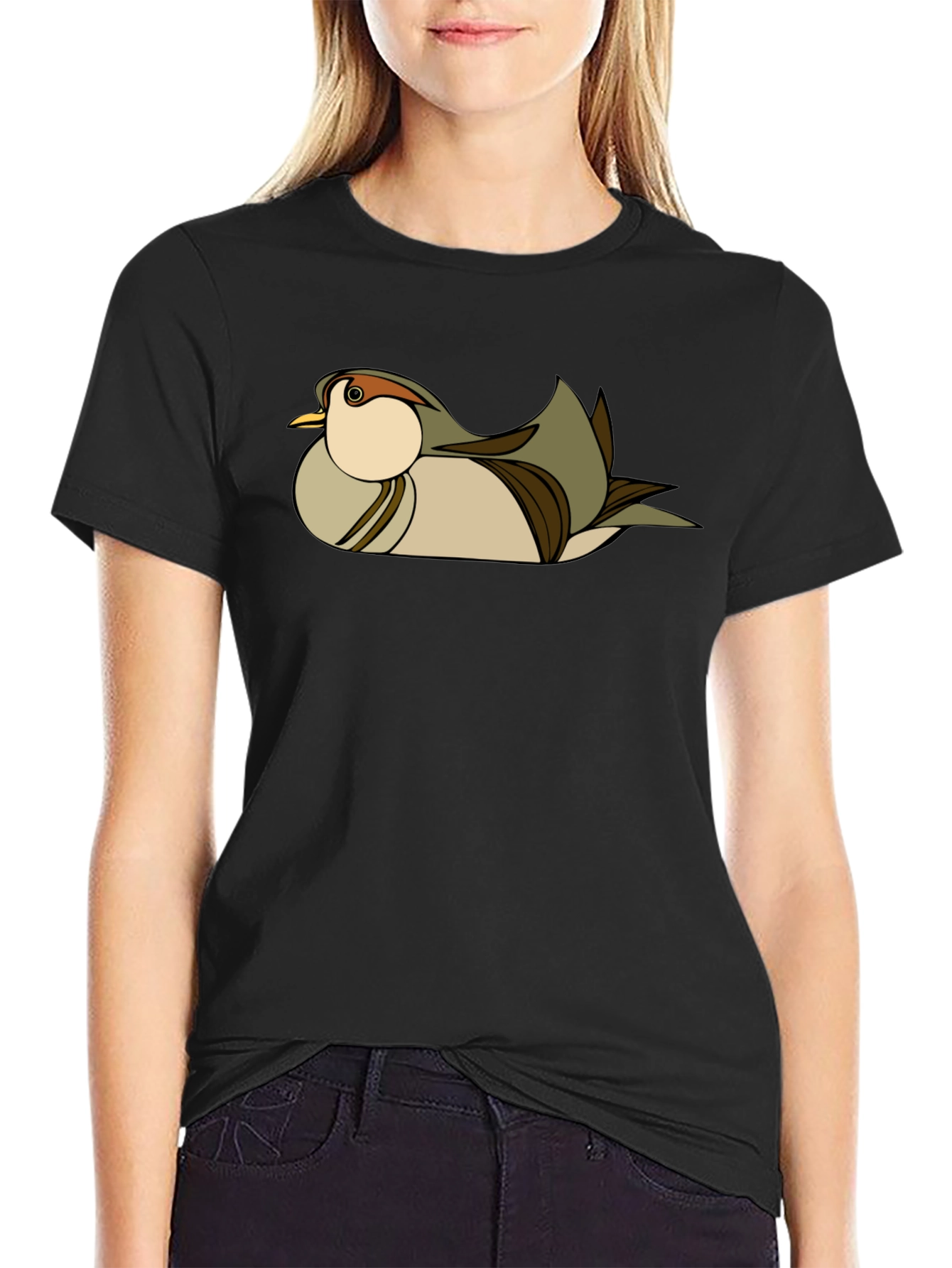 Stylish Bird Graphic Black T-Shirt