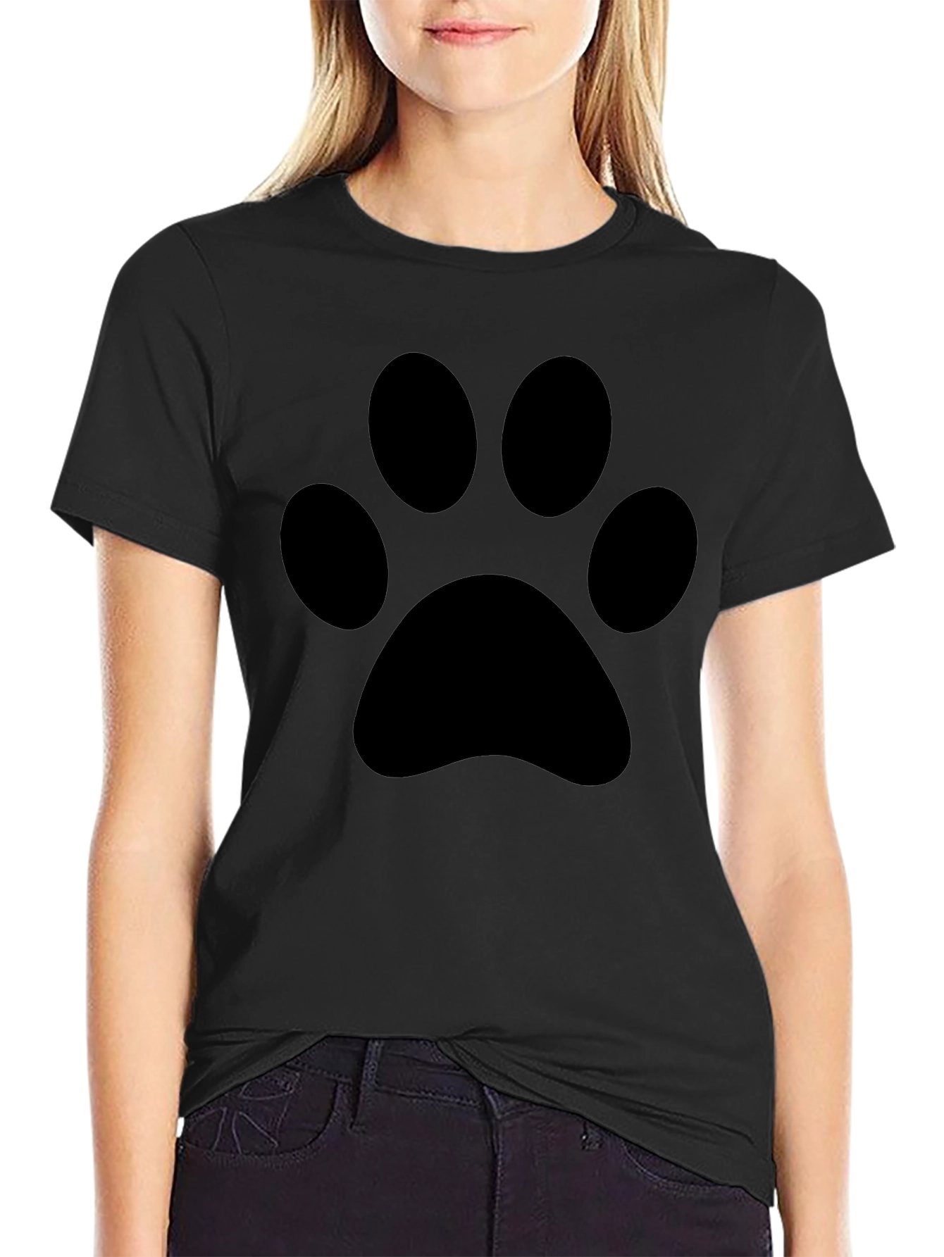 Black Paw Print T-Shirt - Casual Style