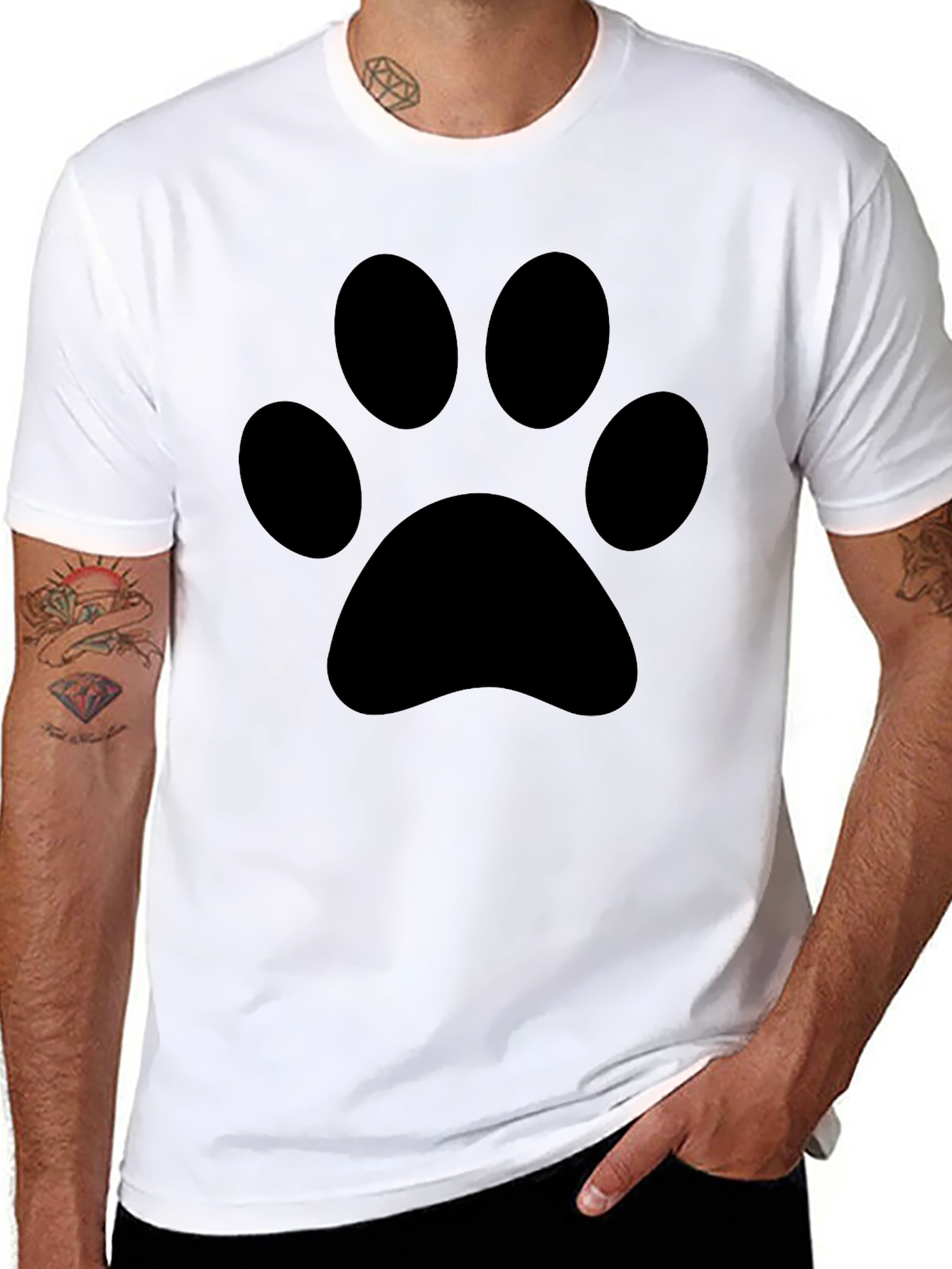 Black Paw Print T-Shirt - Casual Style