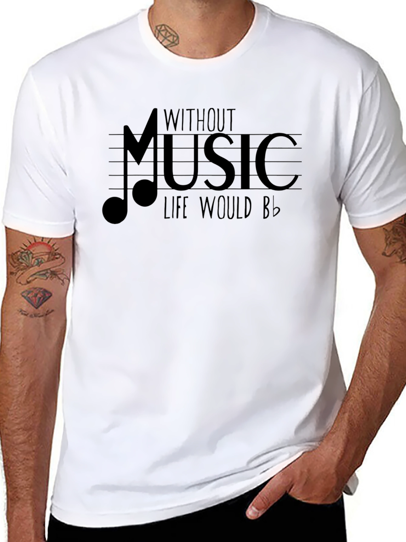 Music Note Graphic T-Shirt - Life Without Music
