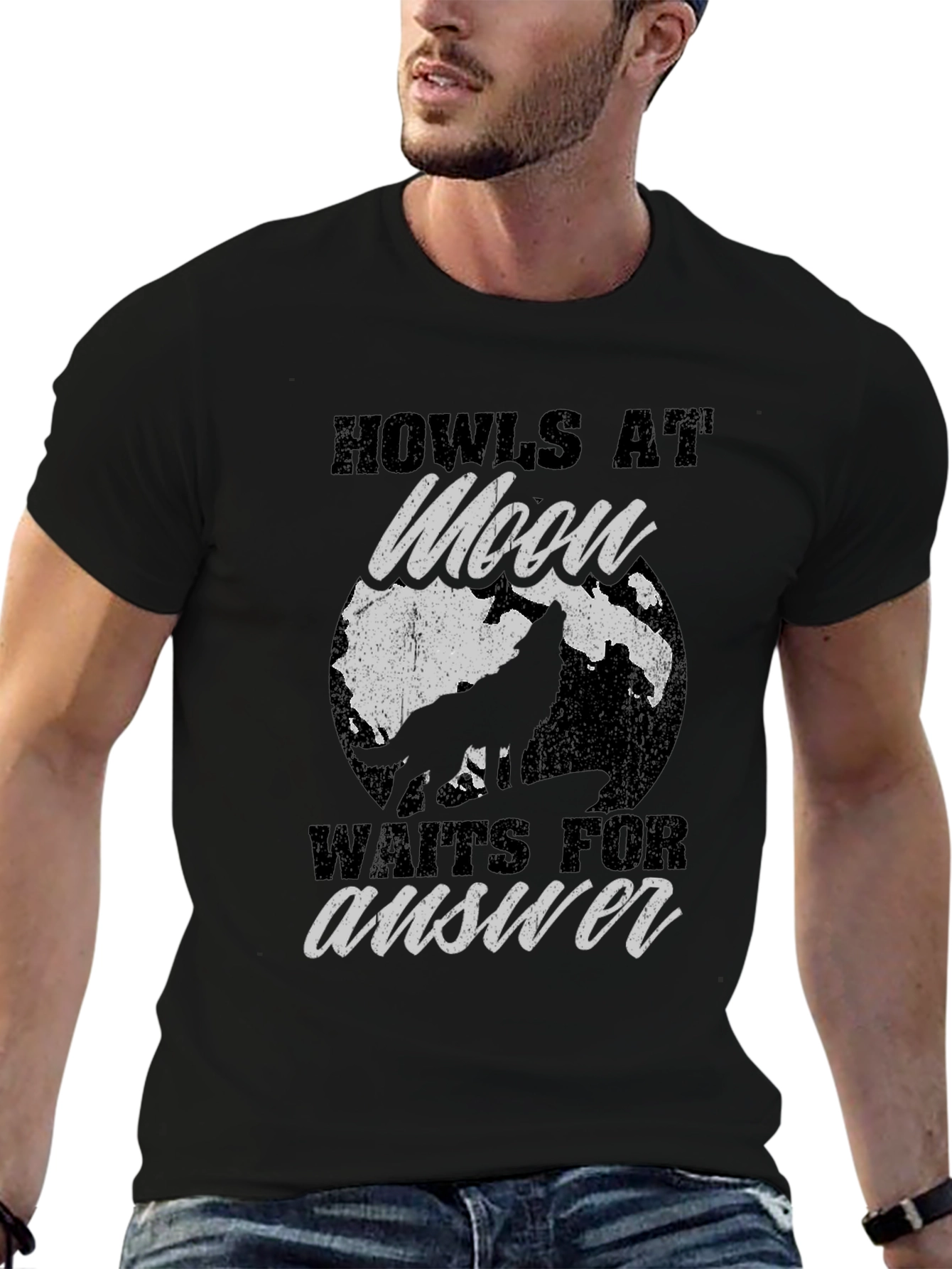Howls at Moon Graphic Tee - Black