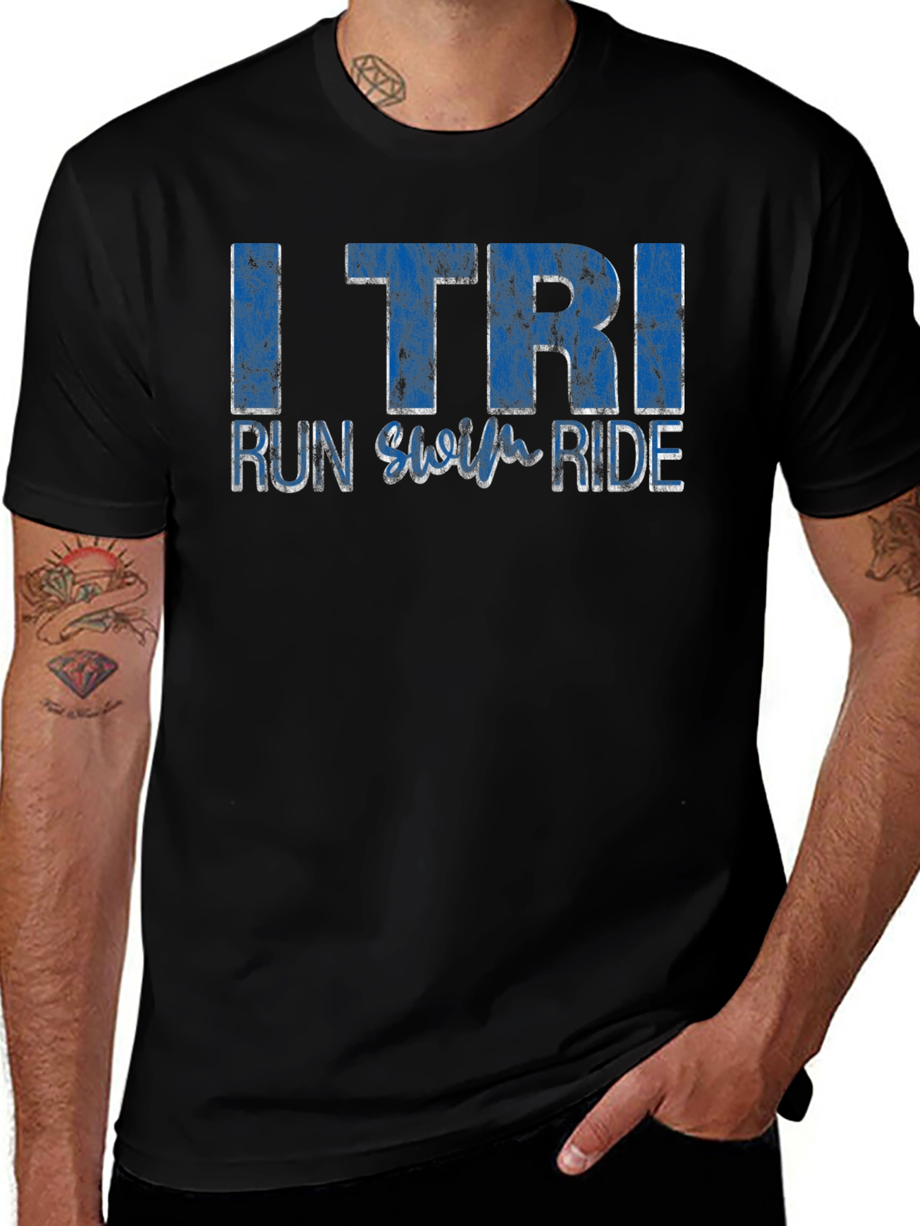 I TRI Run Swim Ride Black T-Shirt