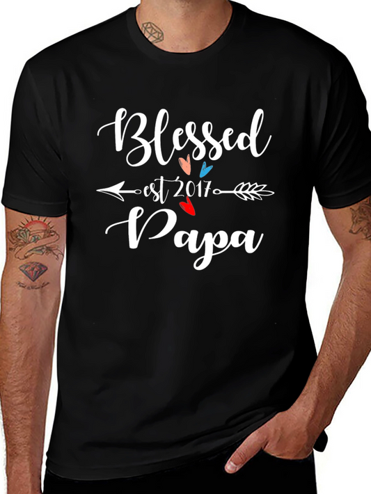 Blessed Papa Est. 2017 Graphic T-Shirt