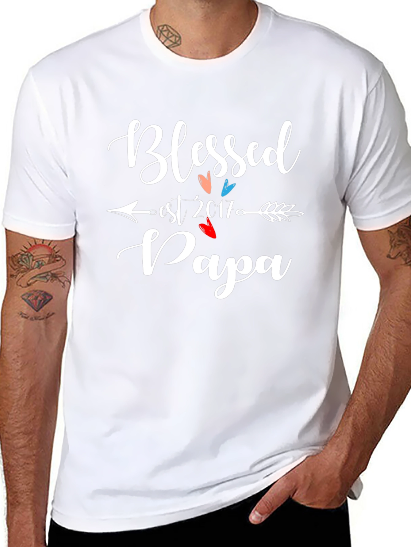 Blessed Papa Est. 2017 Graphic T-Shirt