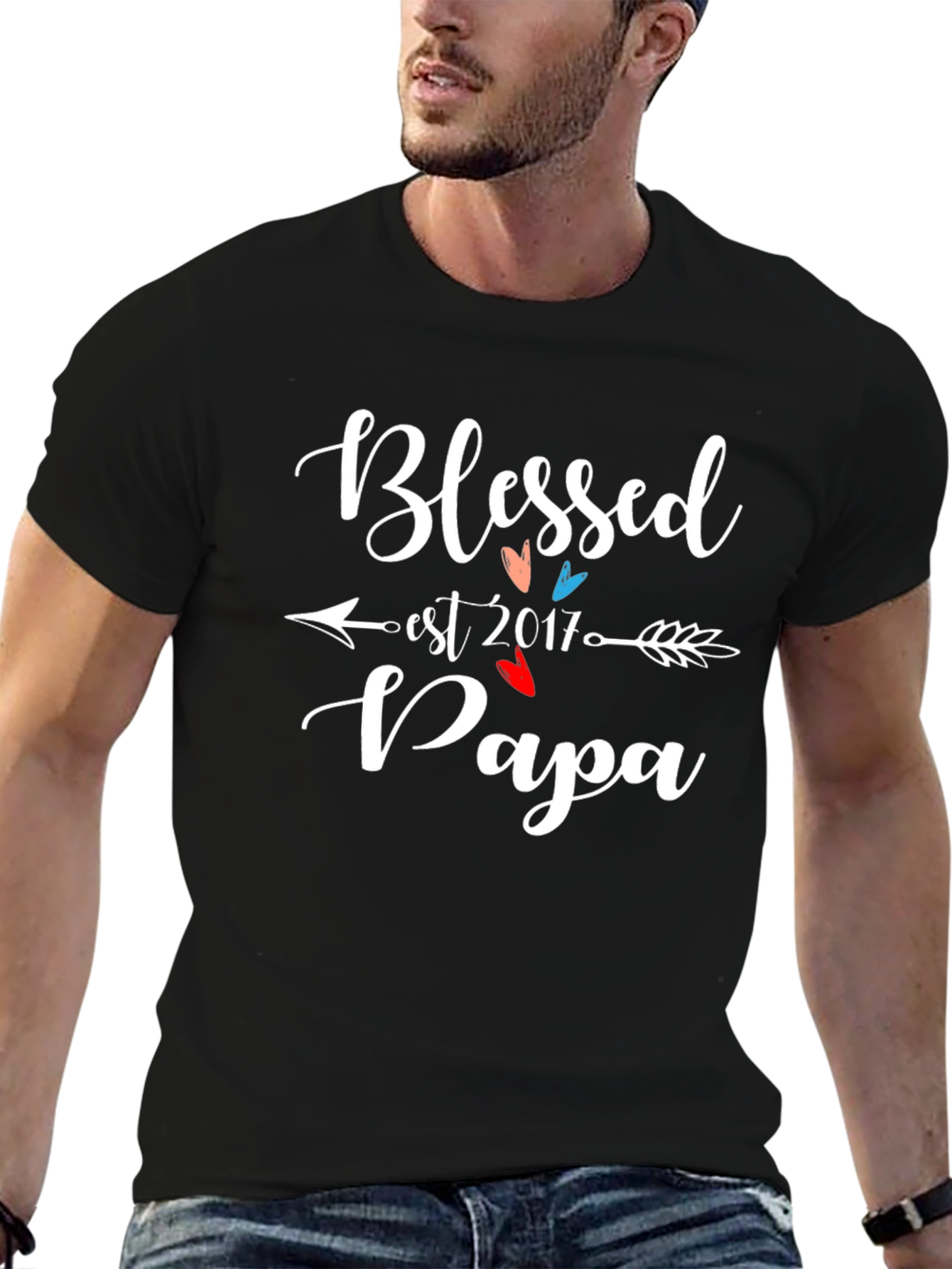 Blessed Papa Est. 2017 Graphic T-Shirt