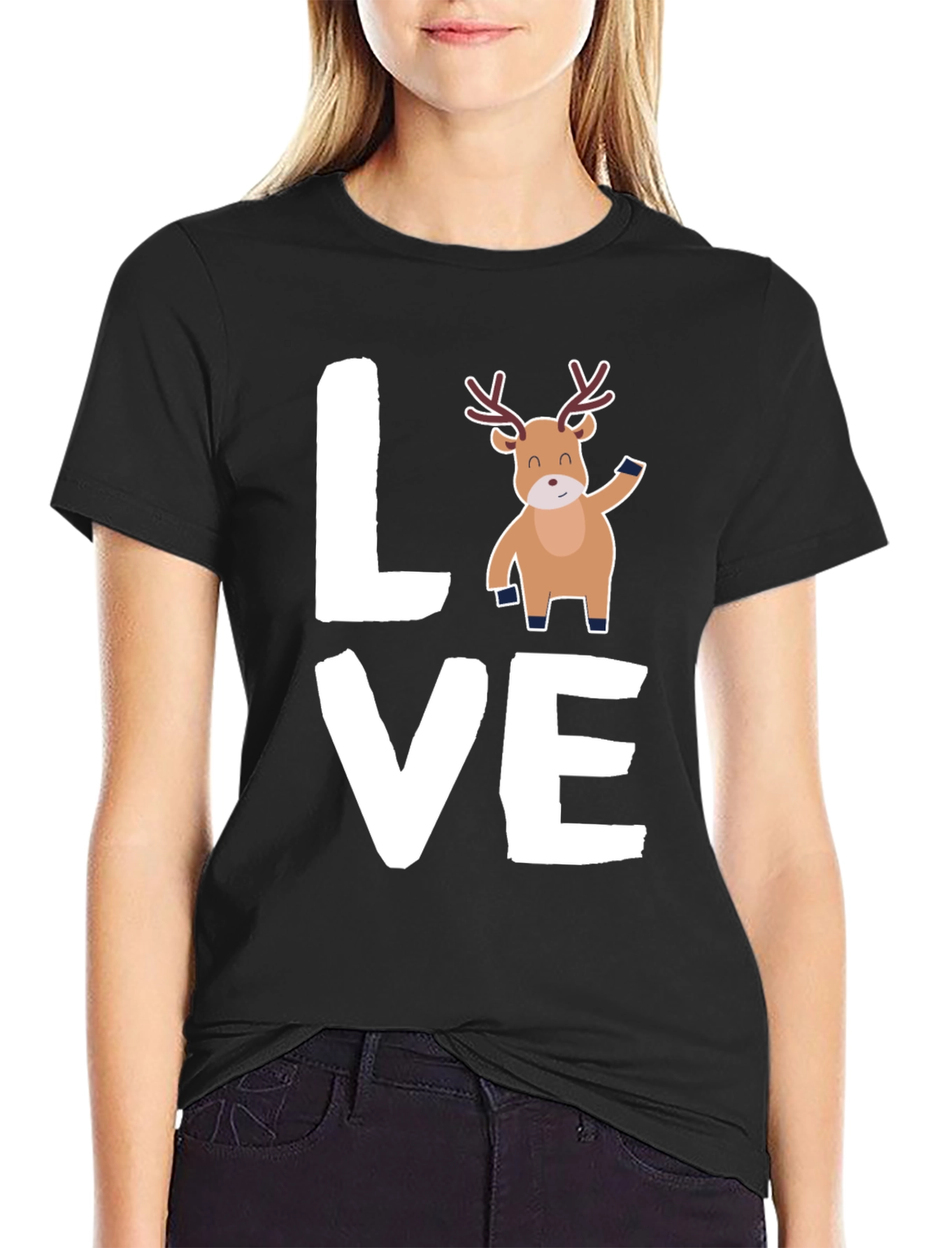 Love Reindeer Graphic Tee - Holiday Cheer