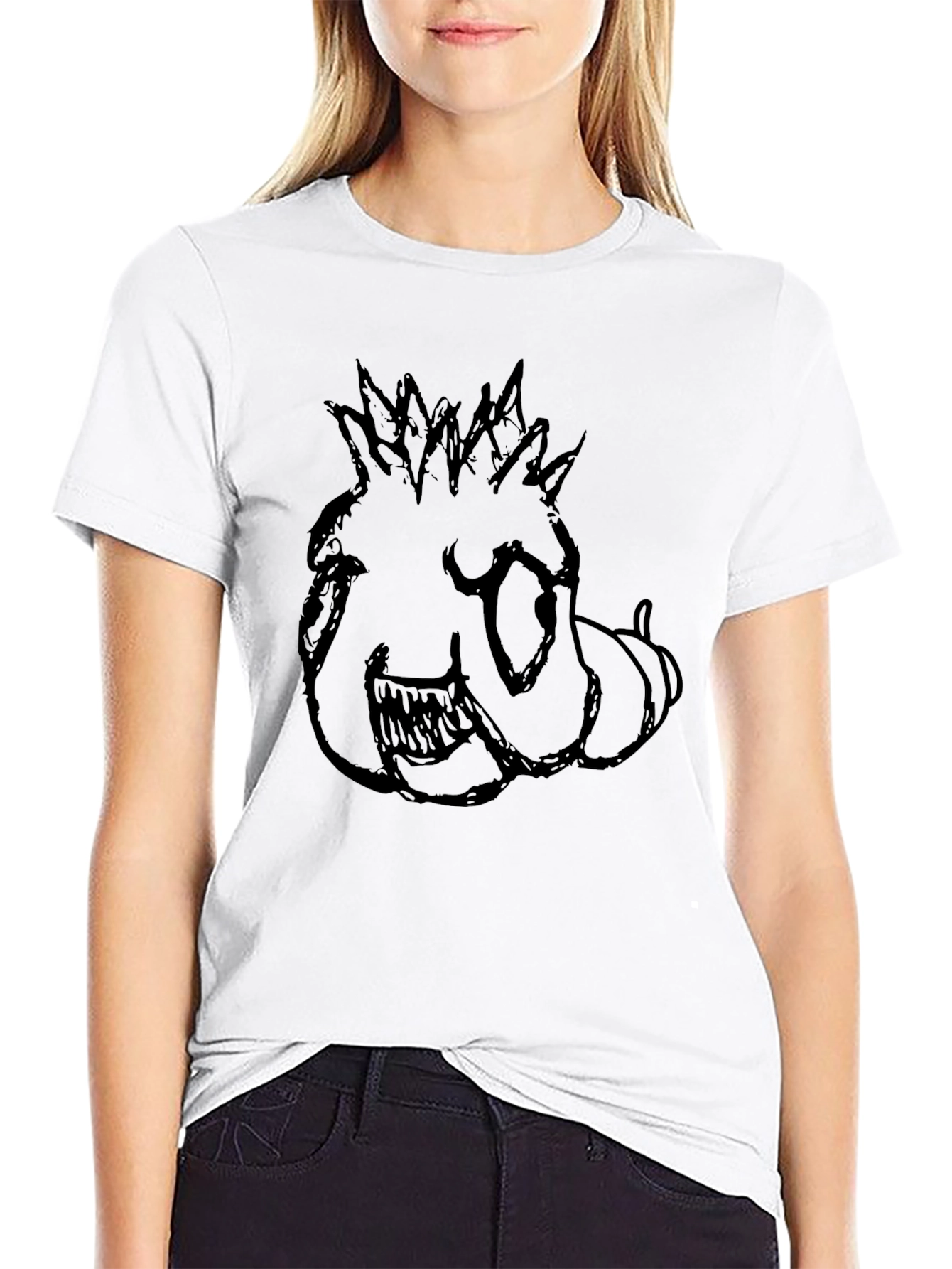 Mens Black T-Shirt with Monster Sketch Print