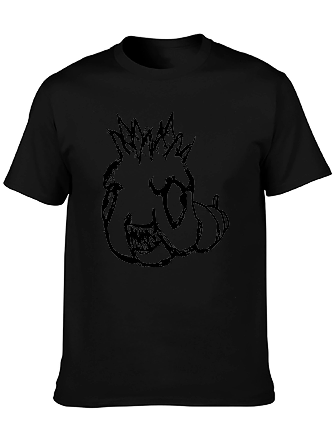 Mens Black T-Shirt with Monster Sketch Print