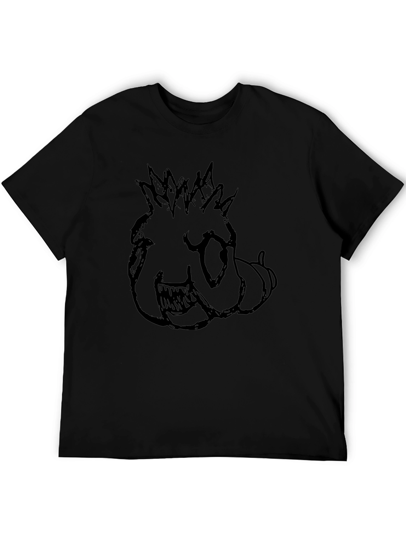 Mens Black T-Shirt with Monster Sketch Print