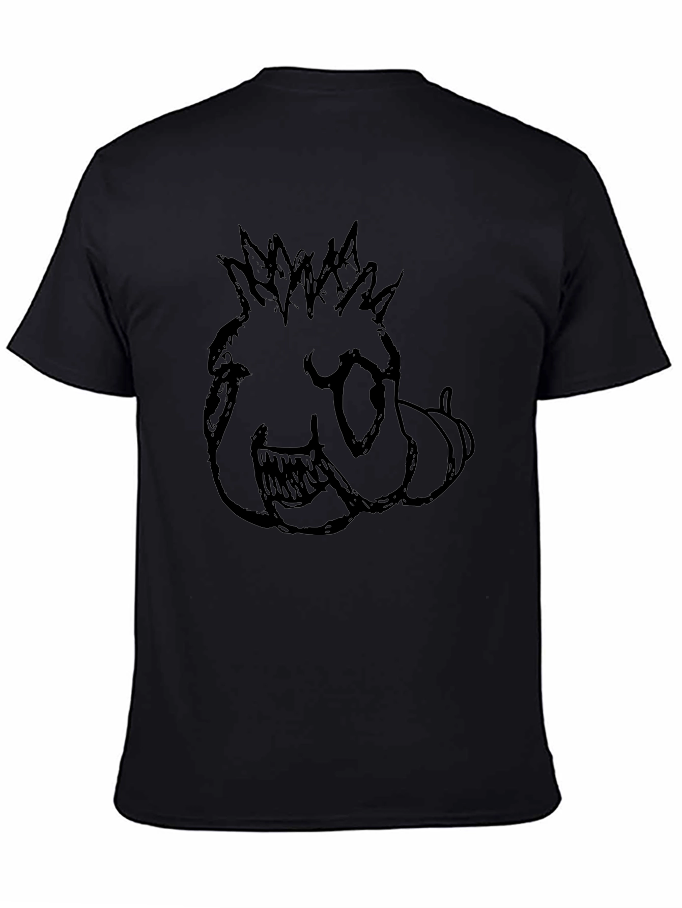 Mens Black T-Shirt with Monster Sketch Print