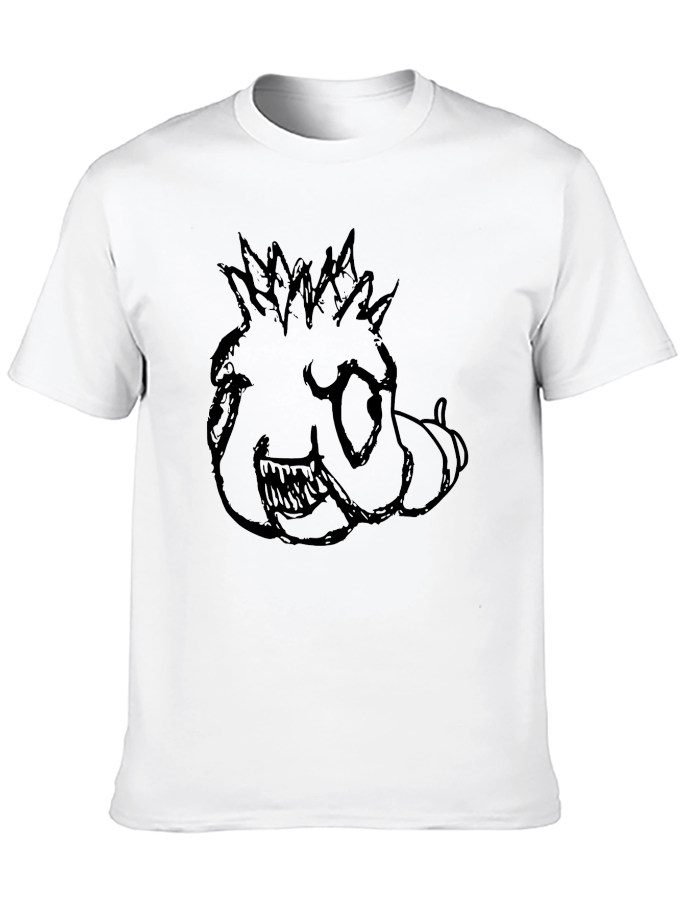 Mens Black T-Shirt with Monster Sketch Print