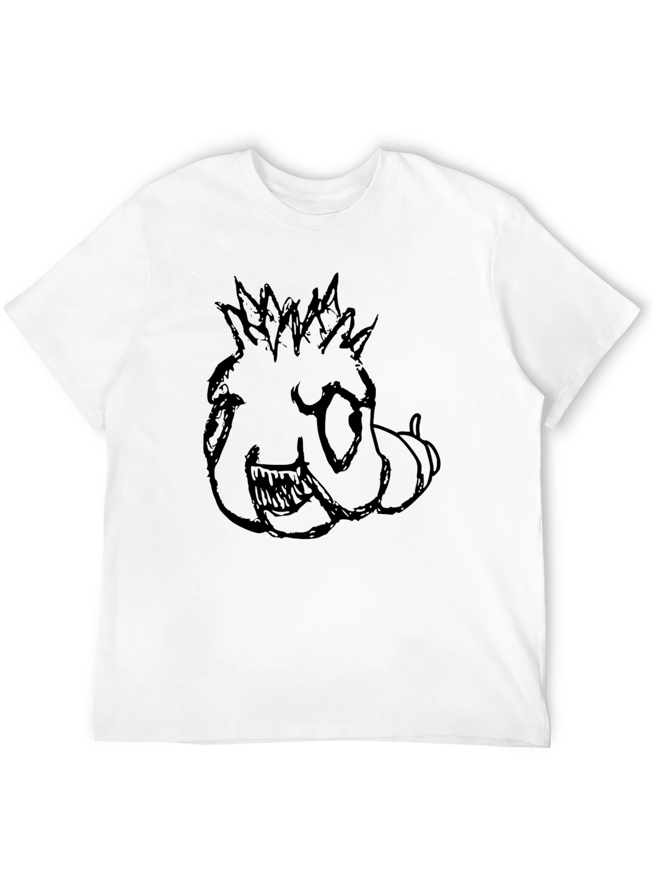 Mens Black T-Shirt with Monster Sketch Print