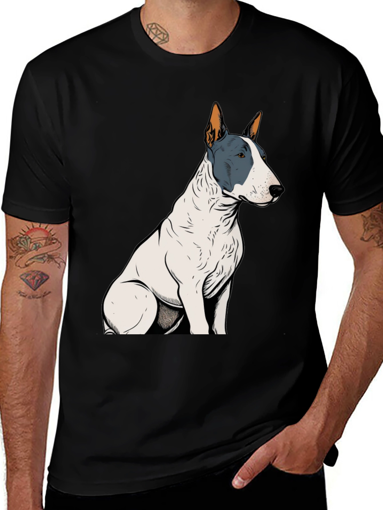 Bull Terrier Graphic Tee - Unisex Black T-Shirt