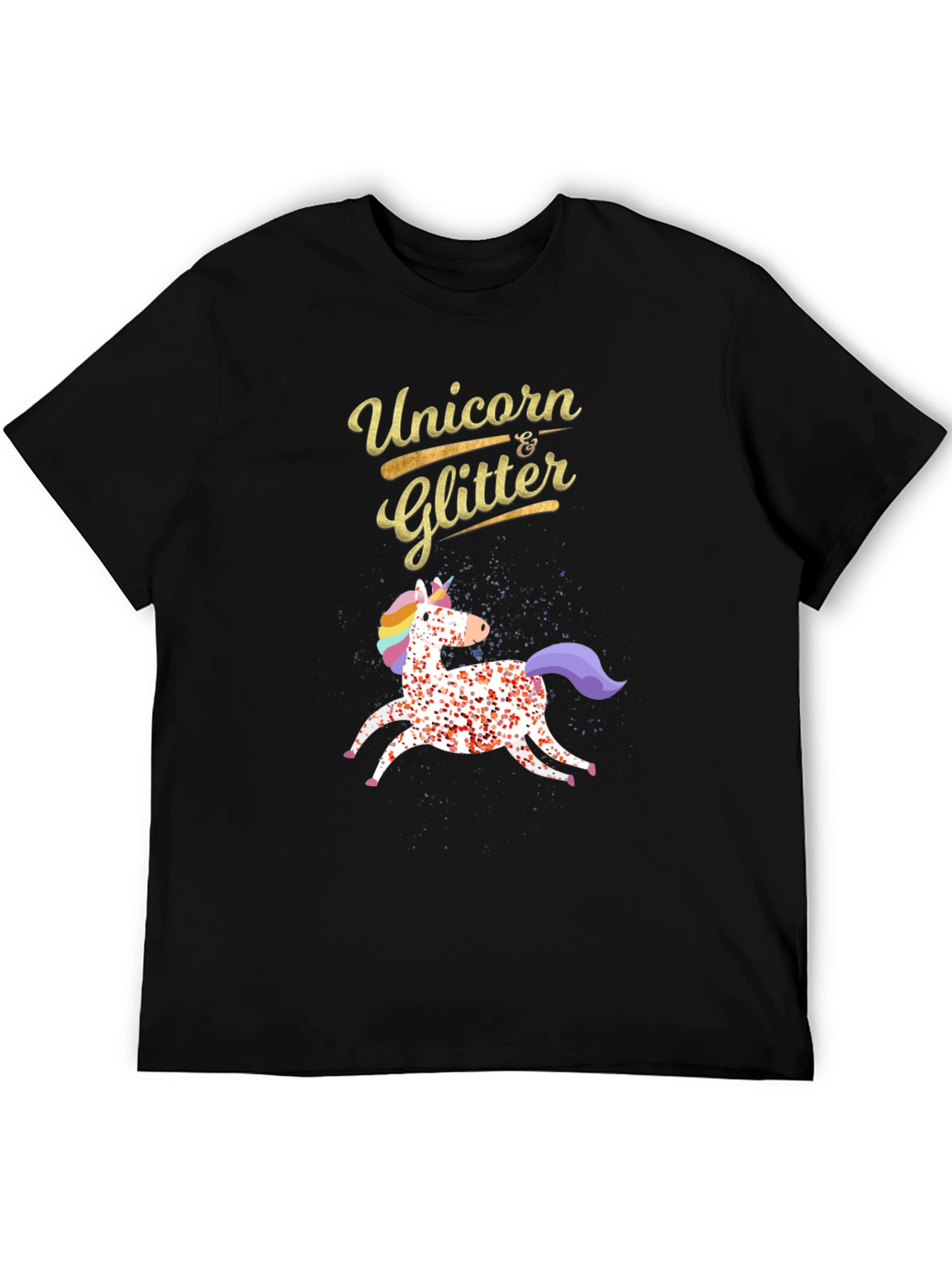 Unicorn & Glitter Black T-Shirt