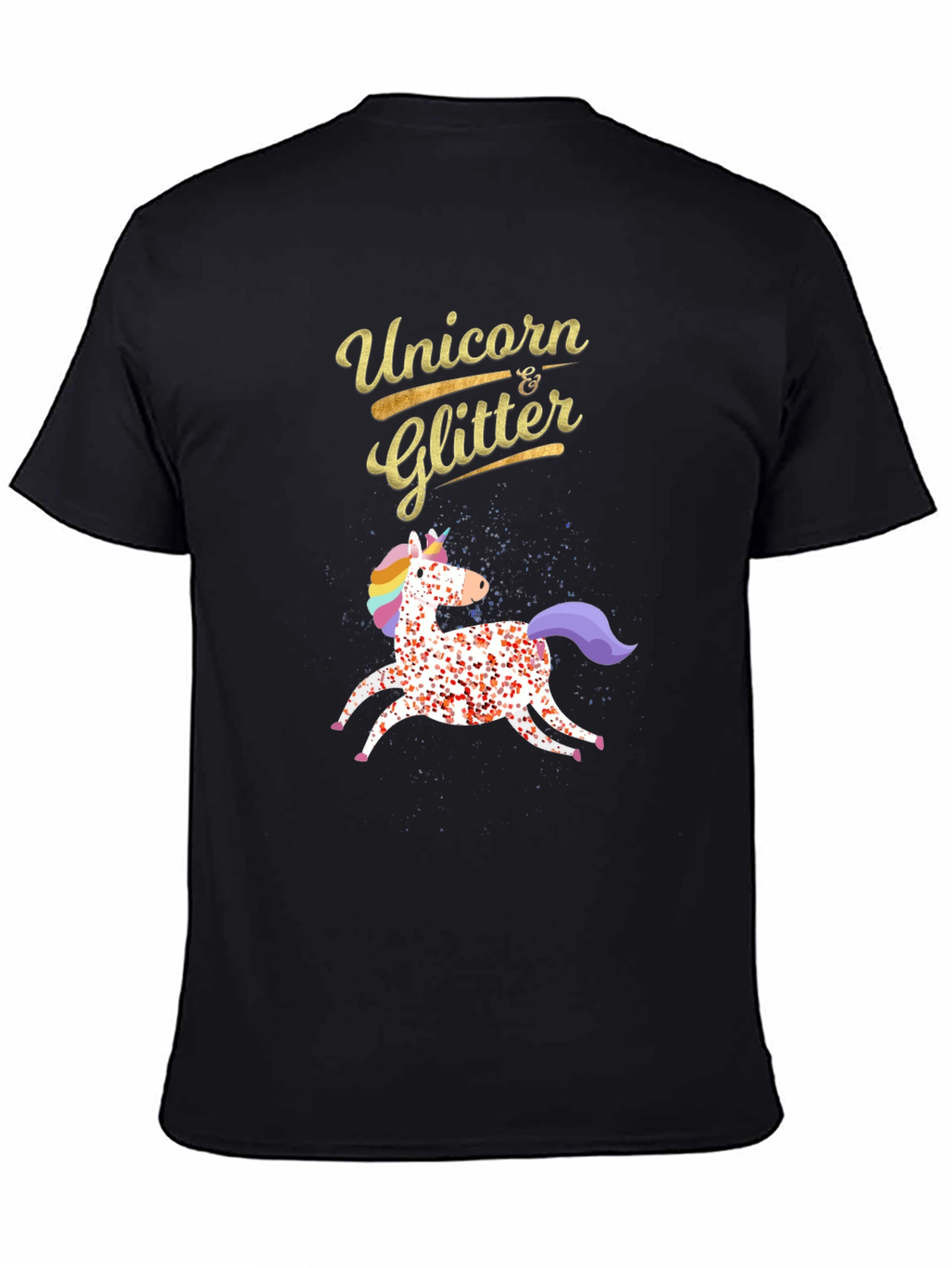Unicorn & Glitter Black T-Shirt