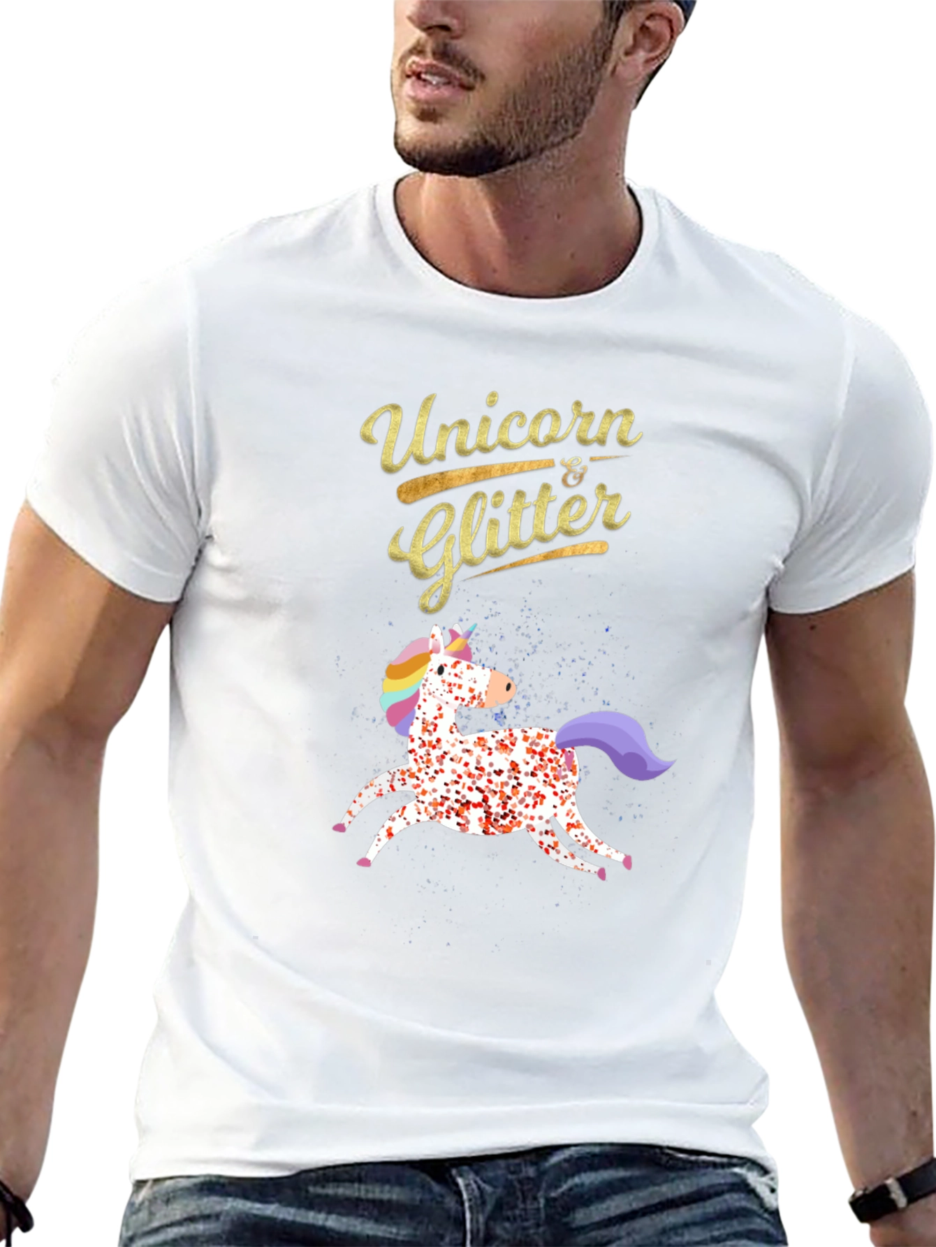 Unicorn & Glitter Black T-Shirt