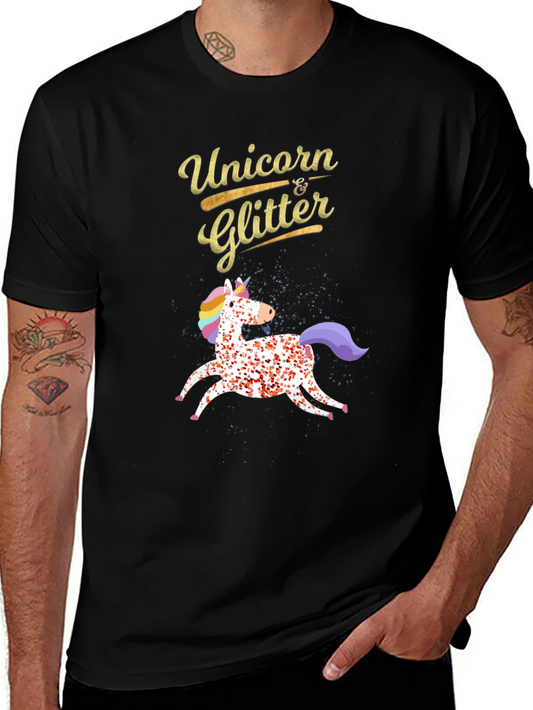 Unicorn & Glitter Black T-Shirt